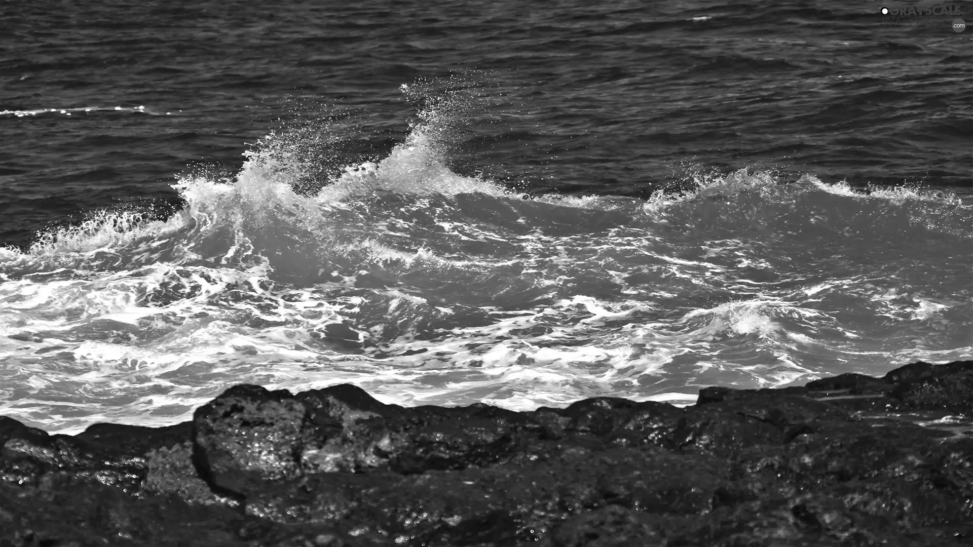 rocks, sea, Waves