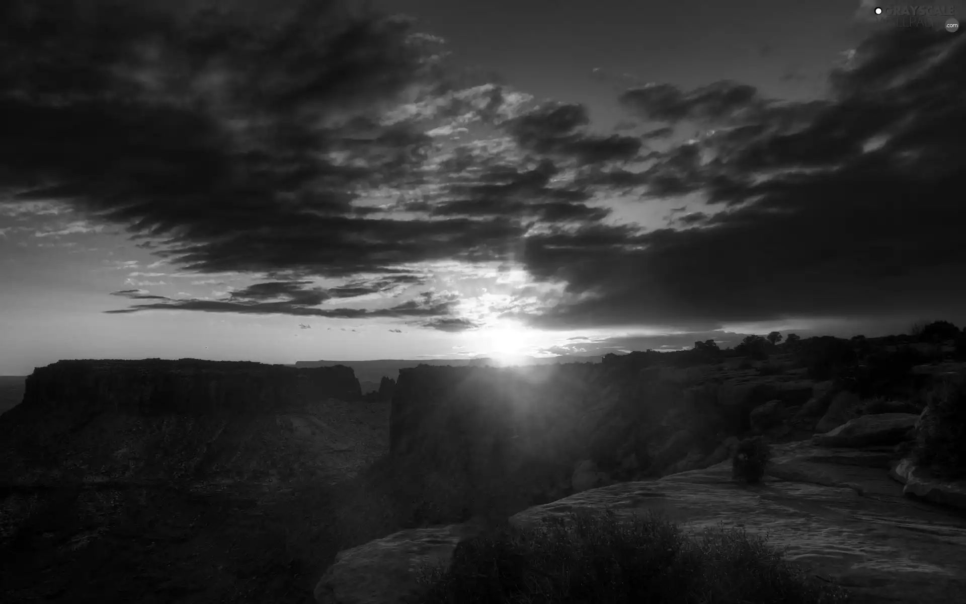 west, rays, rocks, sun