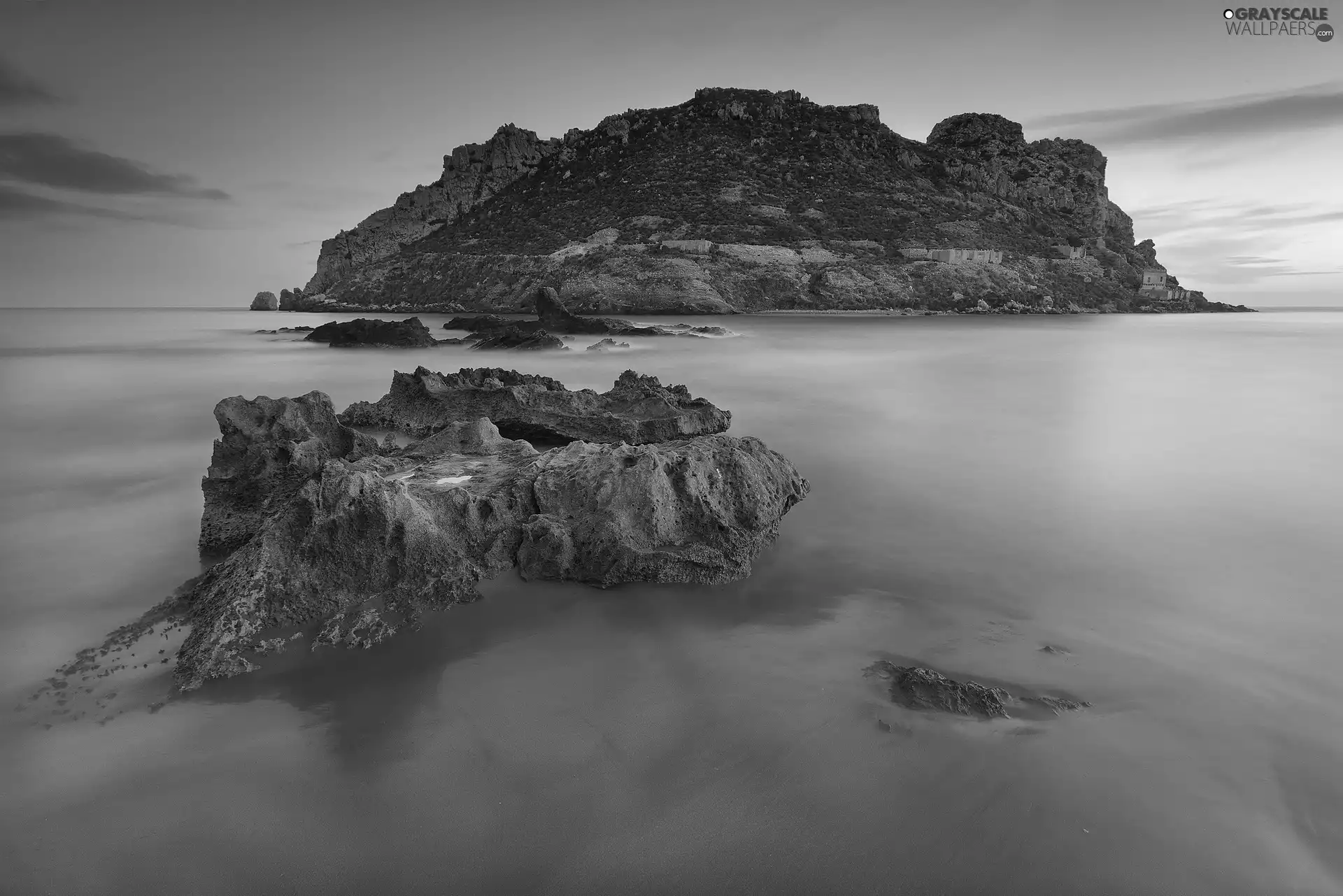 west, sea, rocks, sun