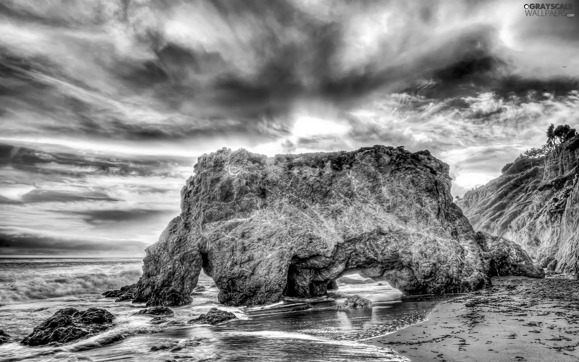 west, sea, rocks, sun