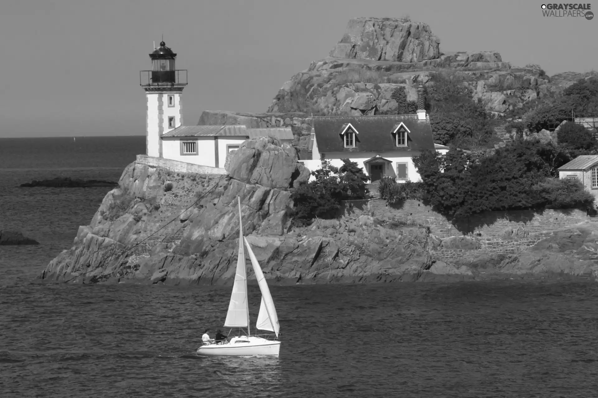 rocks, Yacht, maritime, Coast, Lighthouse