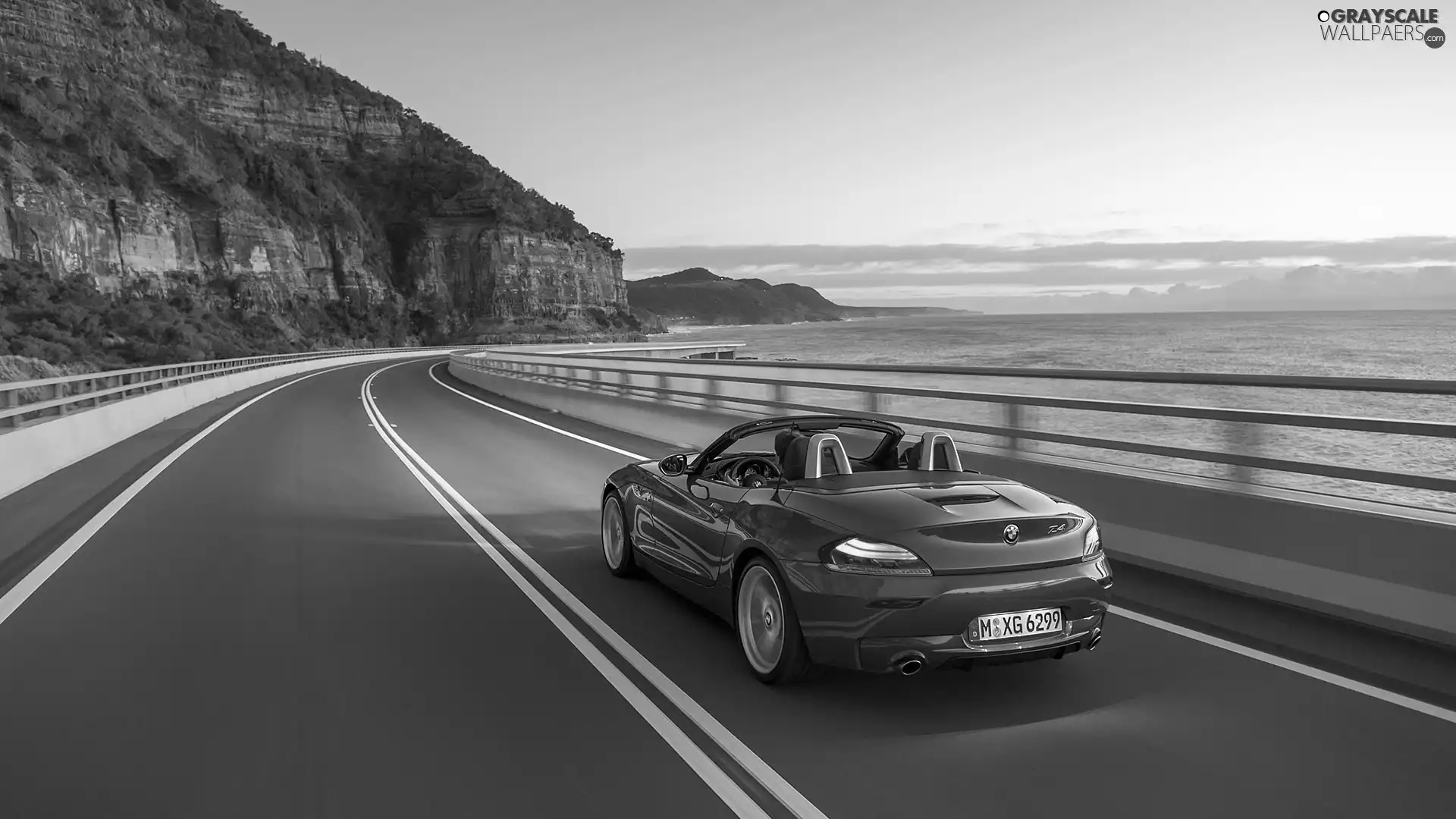 BMW Z4, sea, rocks, Way