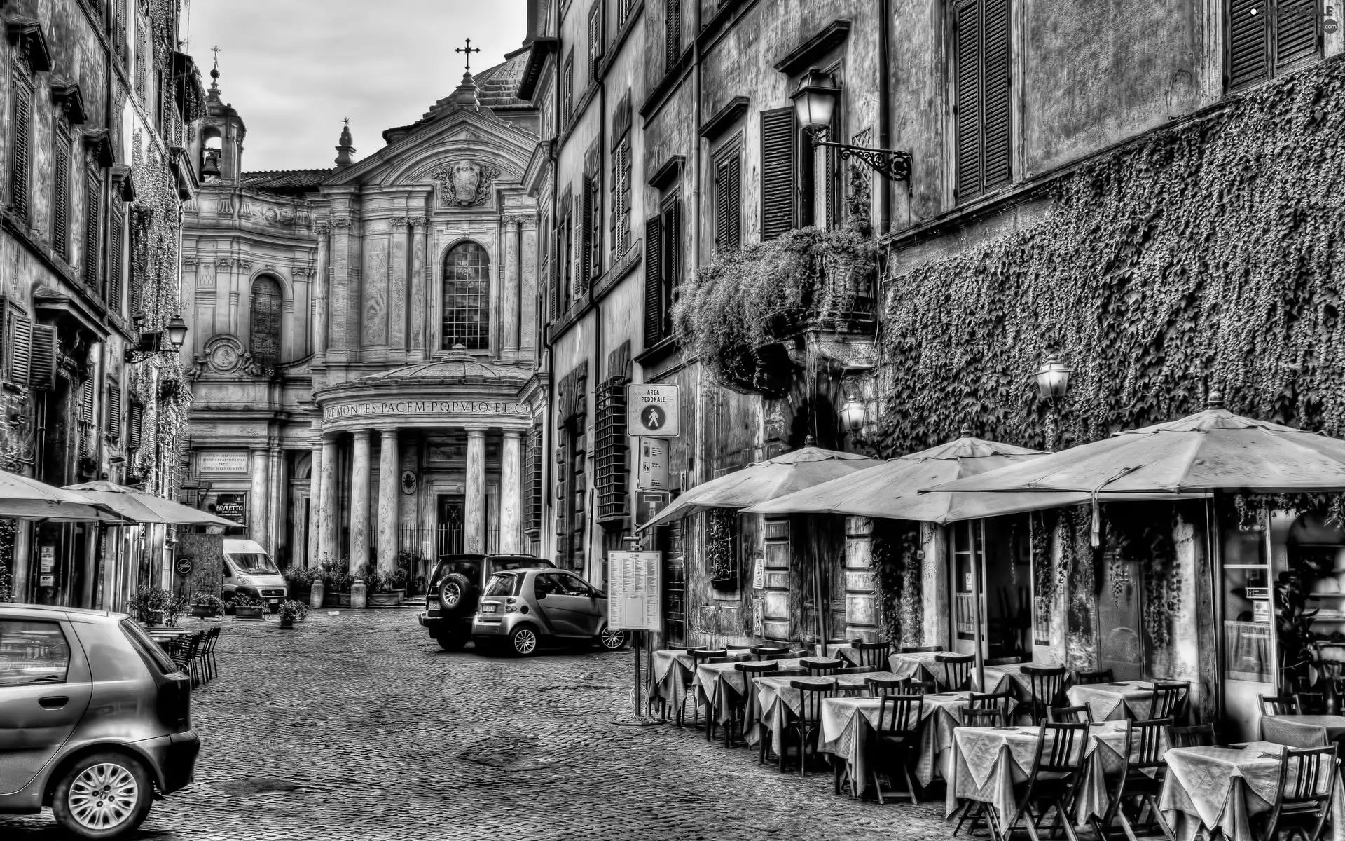 Houses, Restaurant, Rome, Street