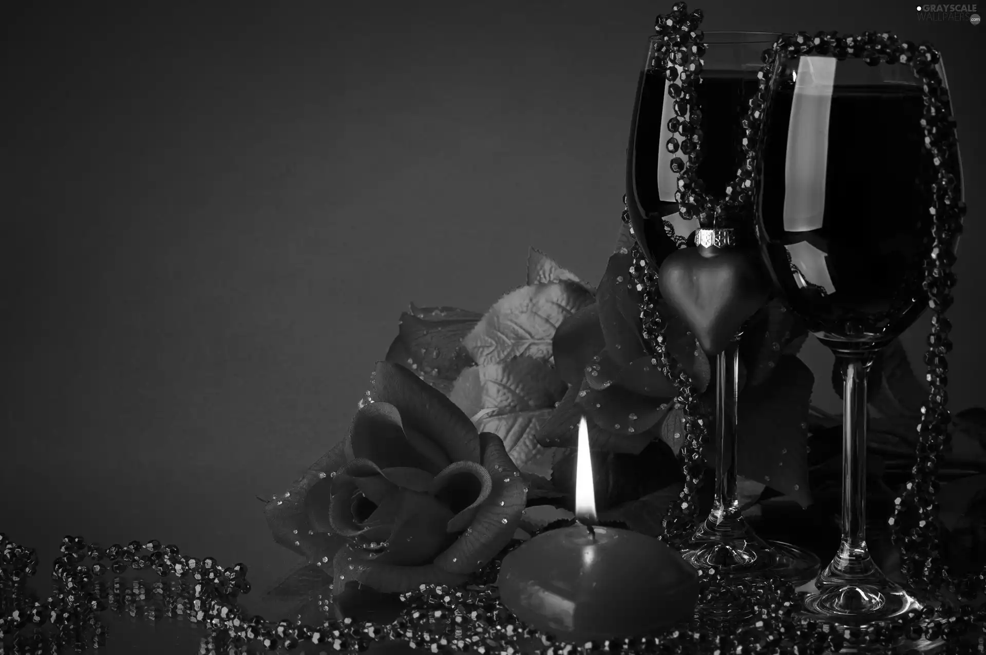 composition, Wine, candle, glasses