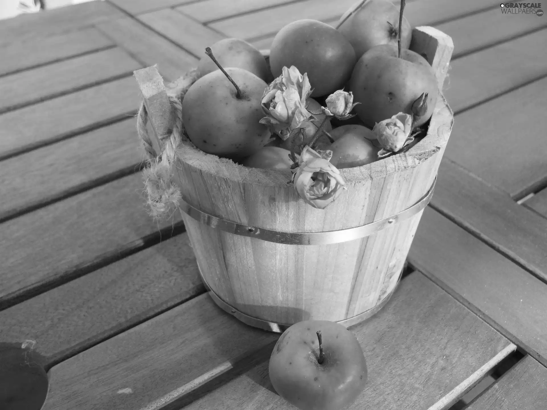 wooden, apples, roses, Ceberek