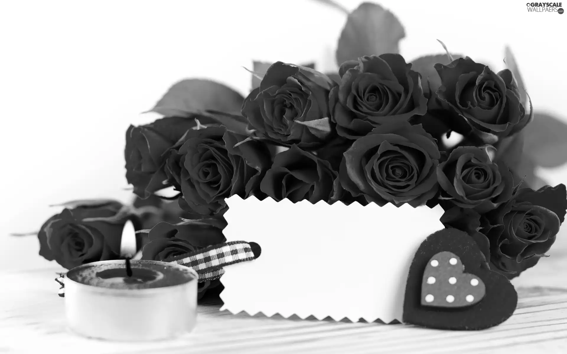card, candle, hearts, bouquet, Valentine