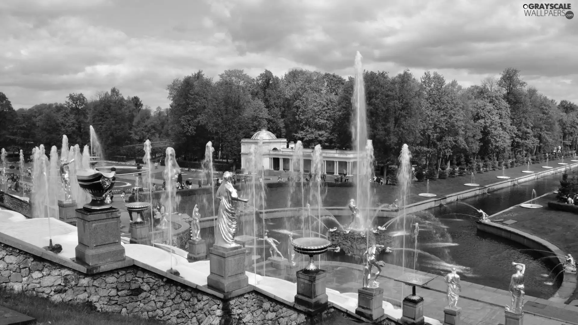 Park, statues, Russia, Fountains