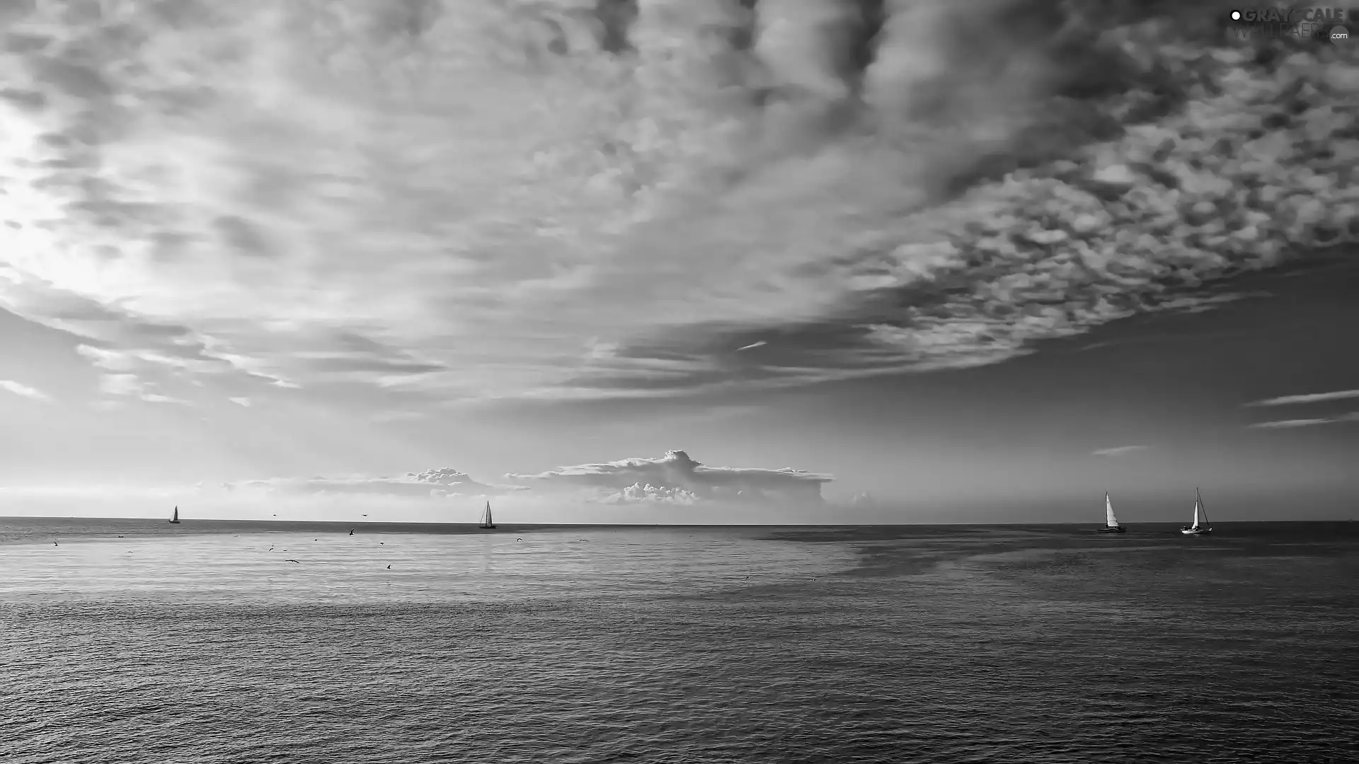 Sailboats, clouds, sea