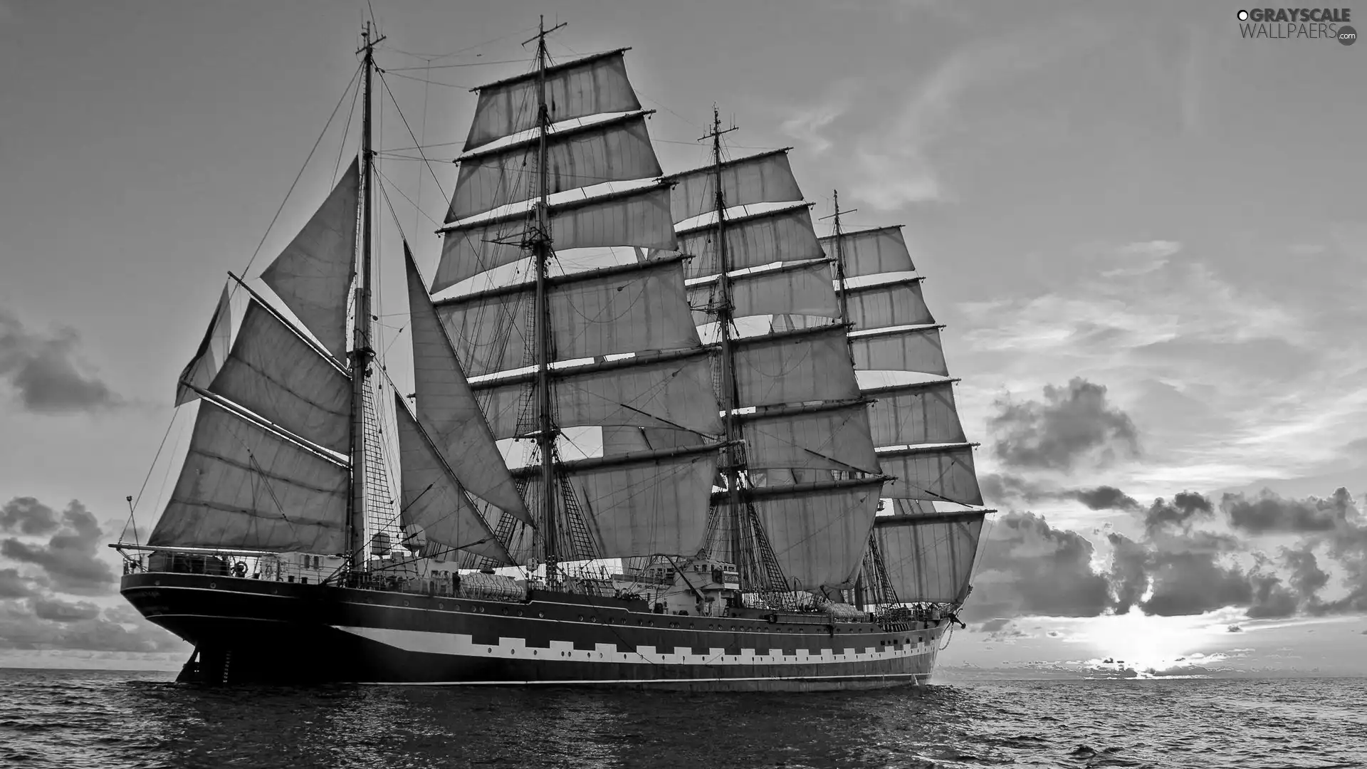 west, sea, sailing vessel, sun