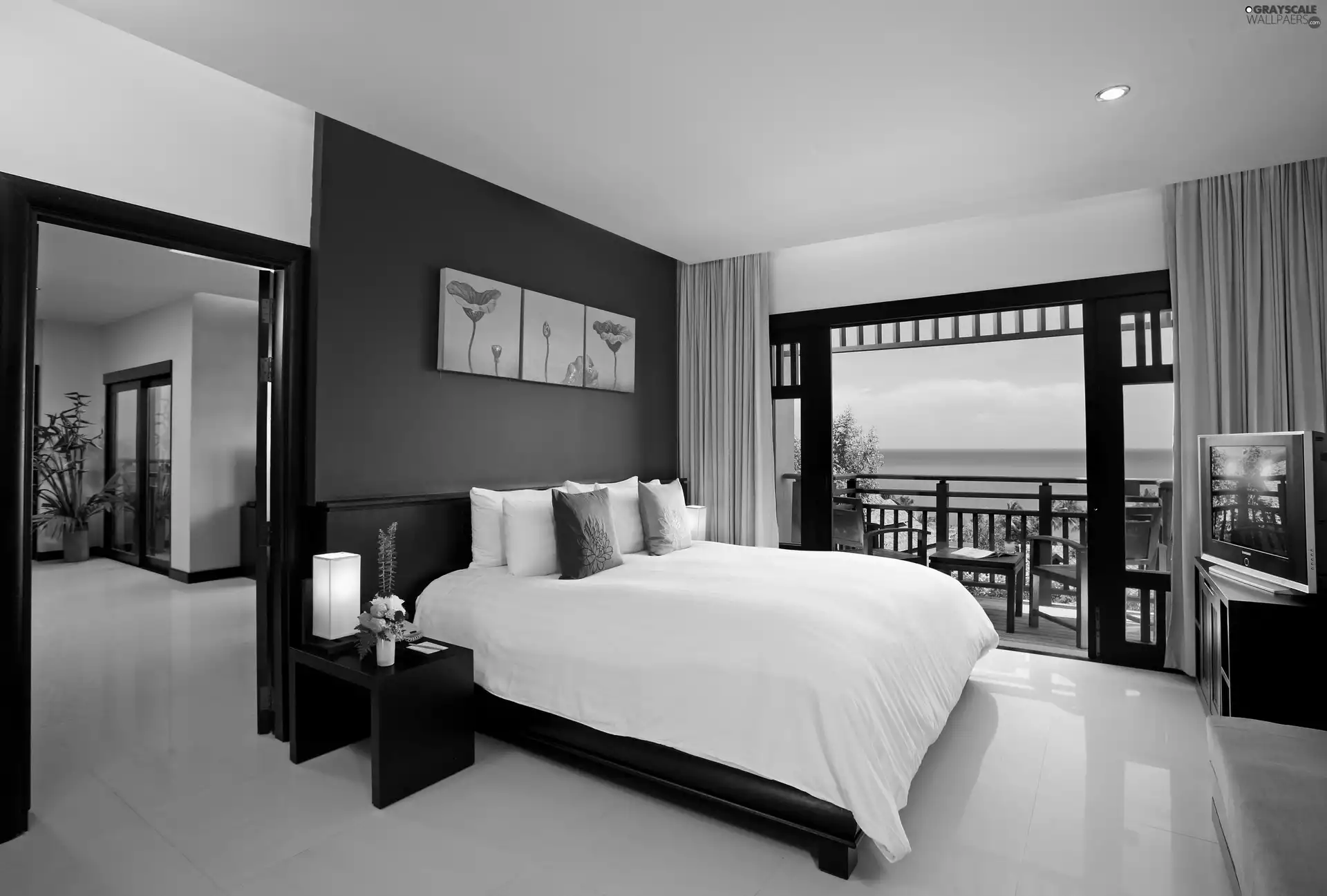 Bedroom, View, sea, terrace