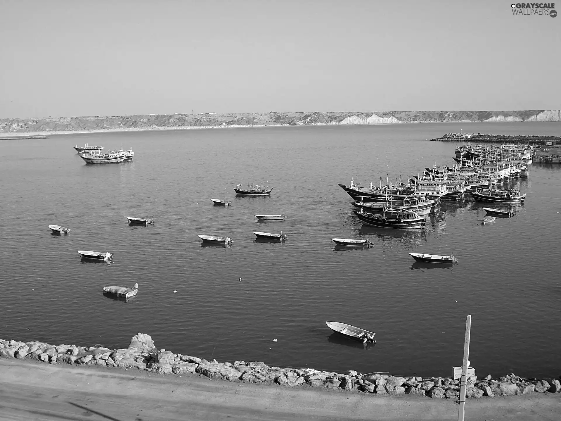 sea, landscape, Boats