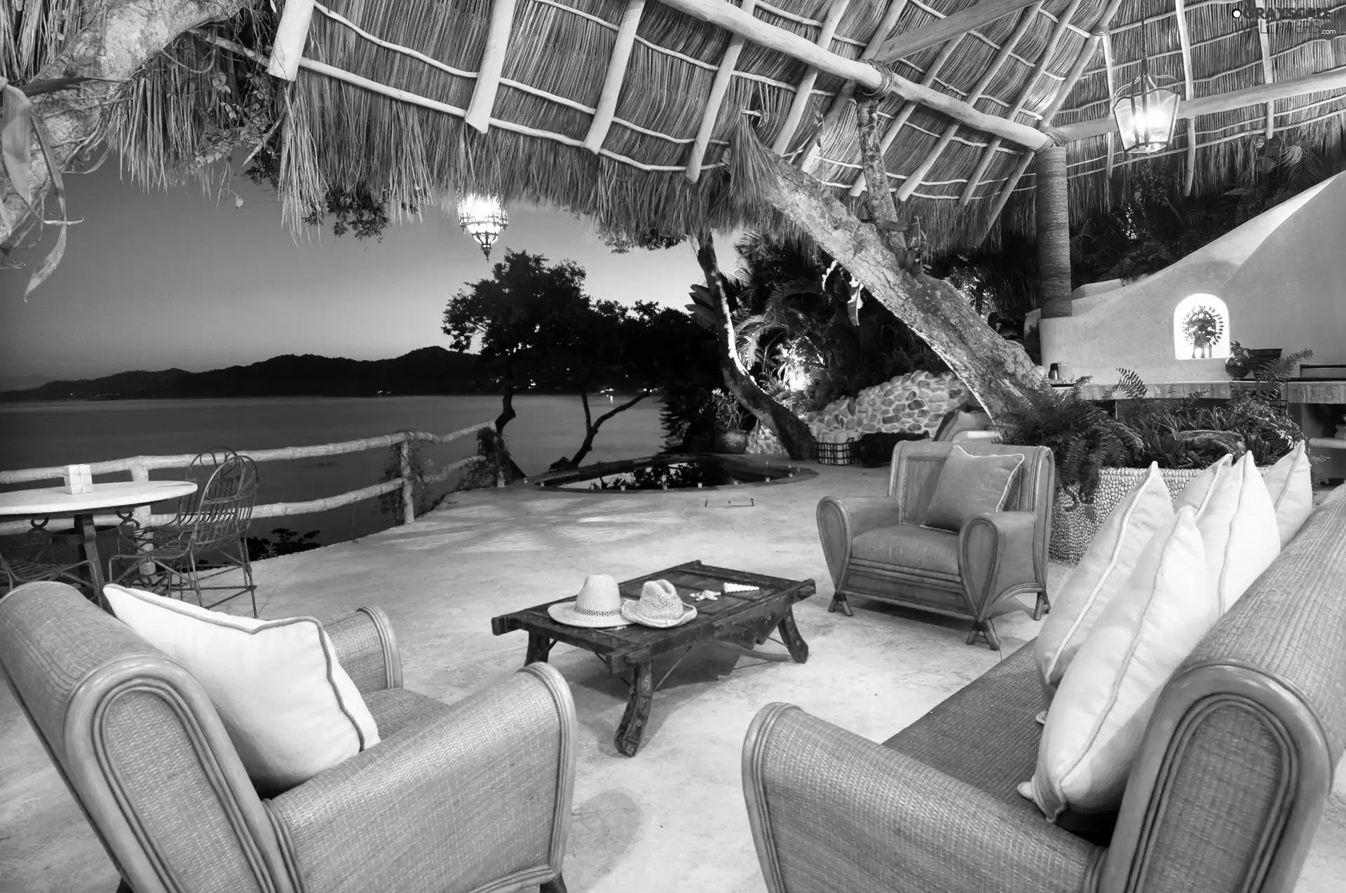 sea, Caribbean, terrace, furniture, house