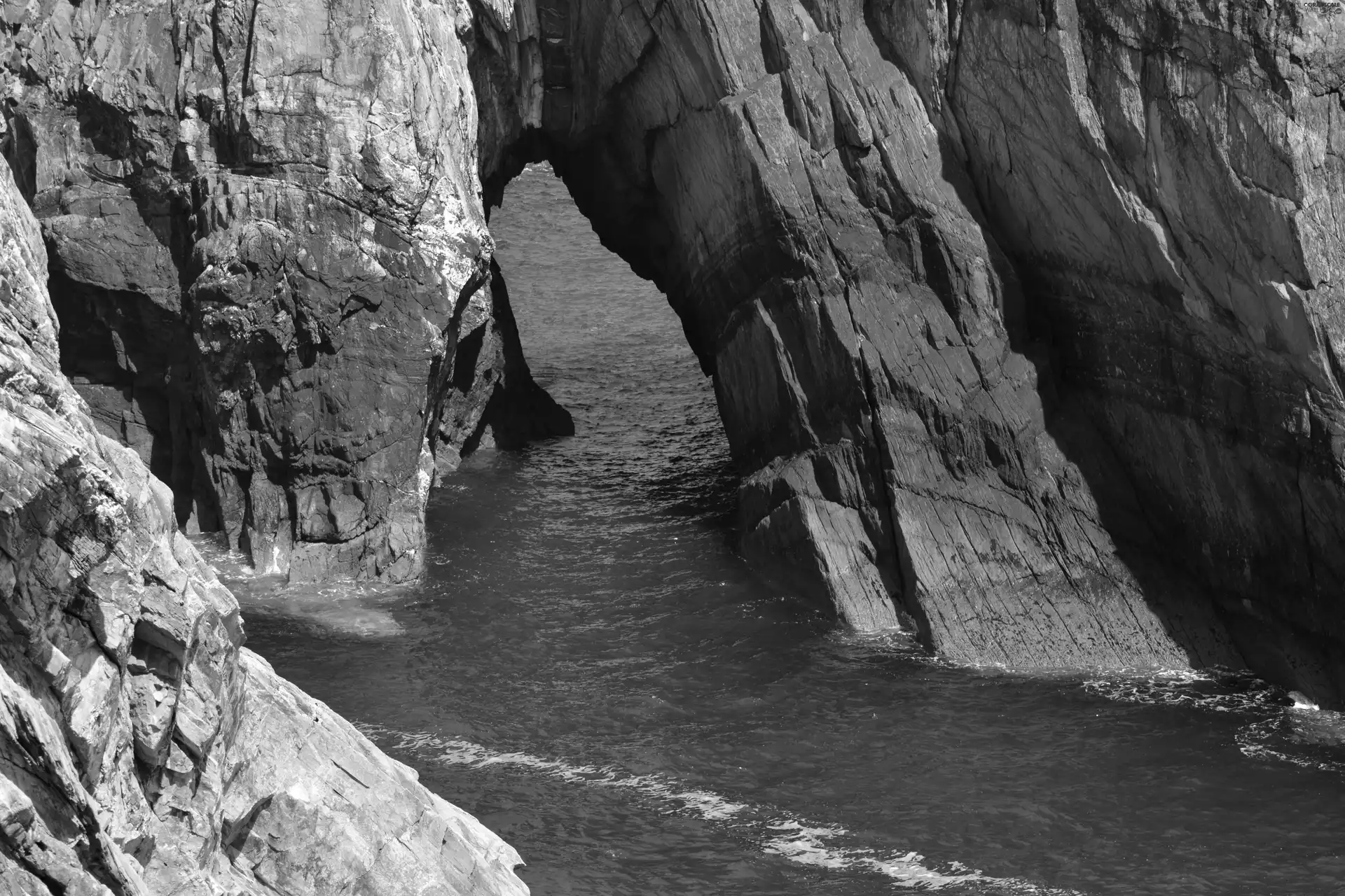 cliff, rocks, sea, Steep