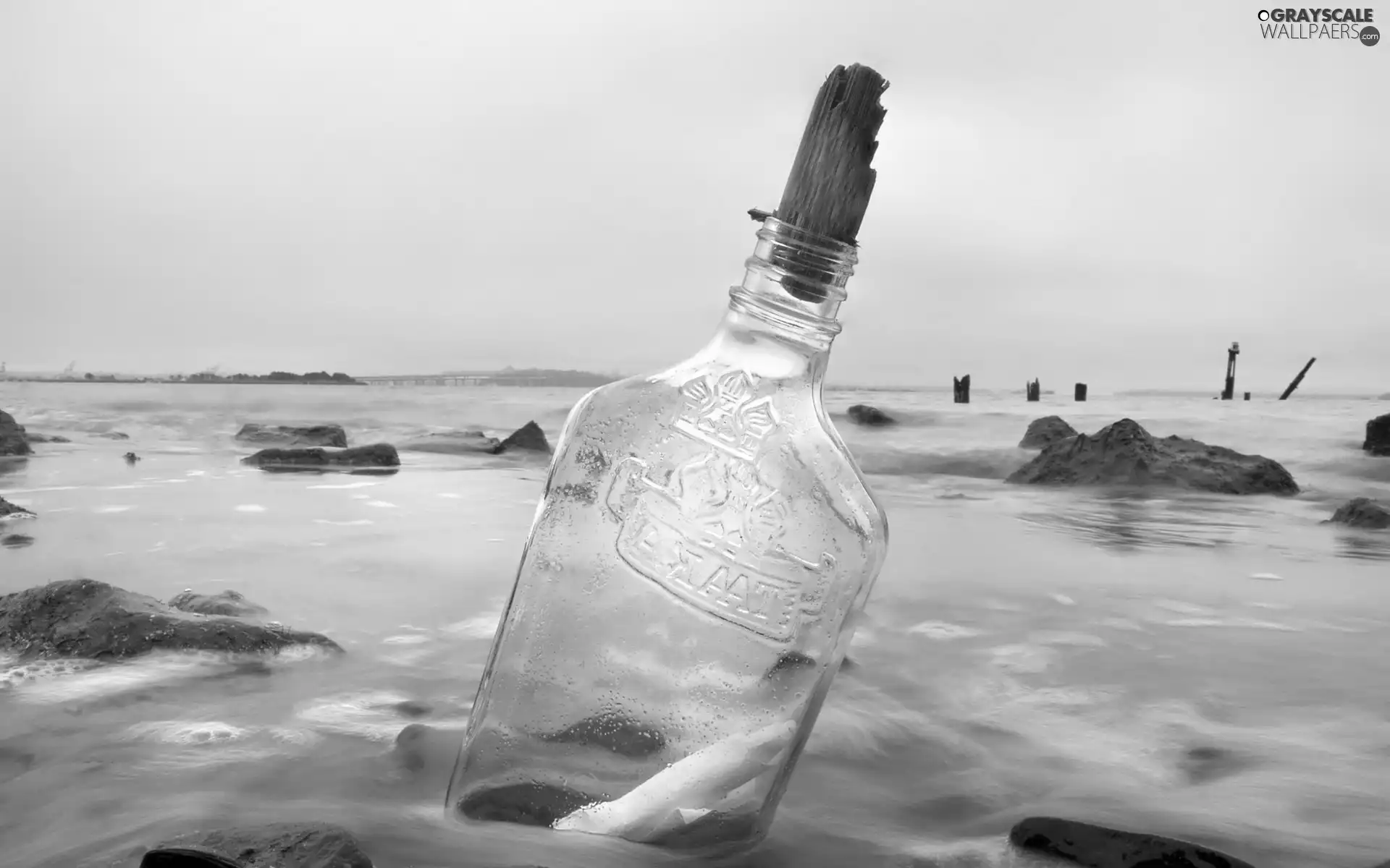 sea, Bottle, cork