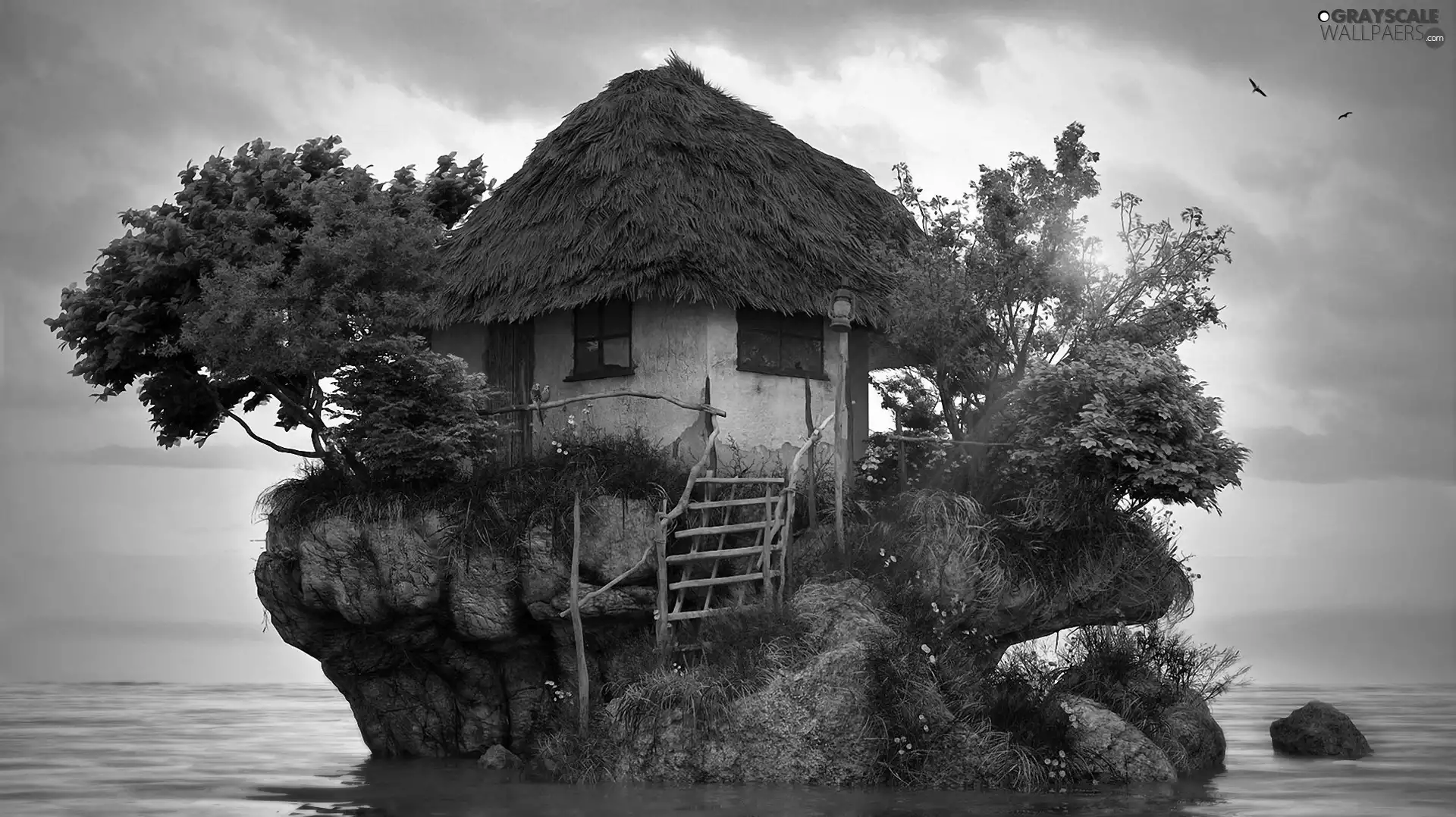 Cottage, The islet, sea, an