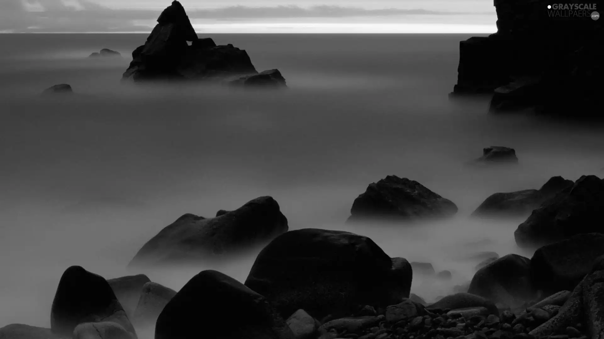 evening, Stones, sea, rocks