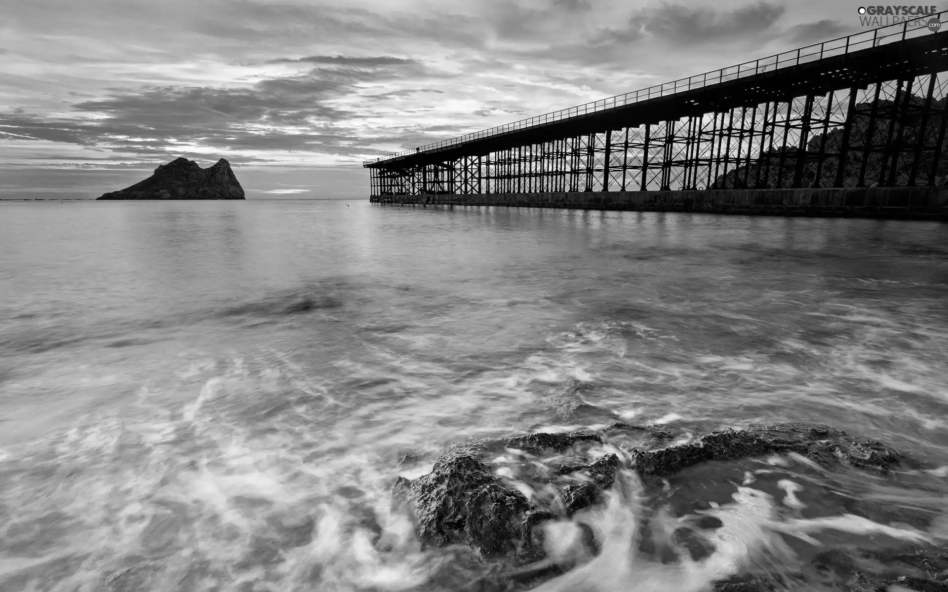 bridge, Great Sunsets, sea