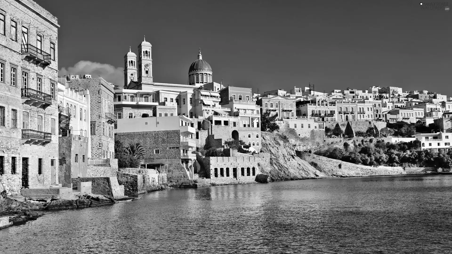 Greece, Town, sea, Syros