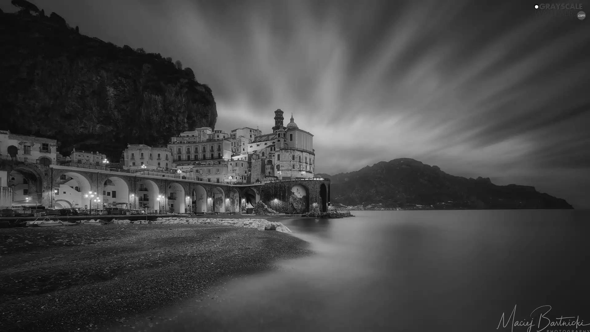 sea, Mountains, Great Sunsets, Coast, light, Amalfi, Italy, Hotel hall