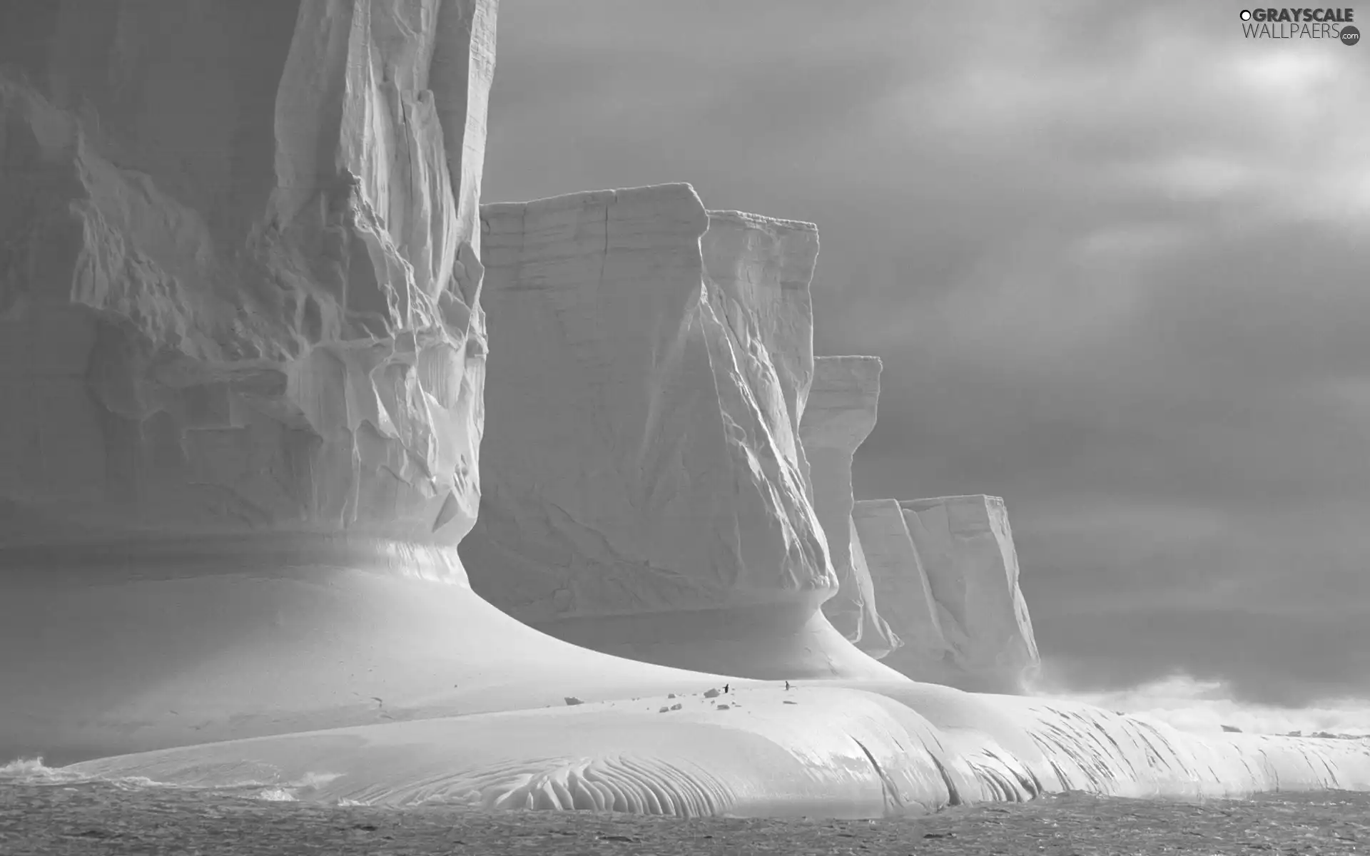 sea, Mountains, ice