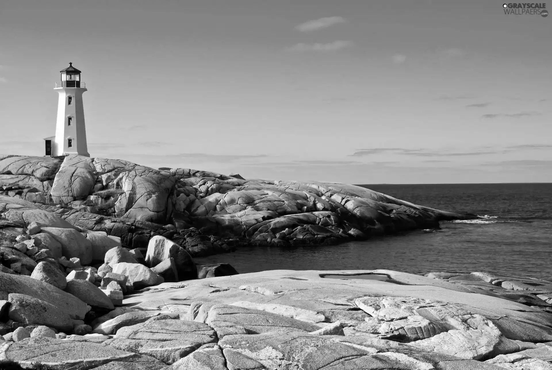 Lighthouse, rocks, sea, maritime