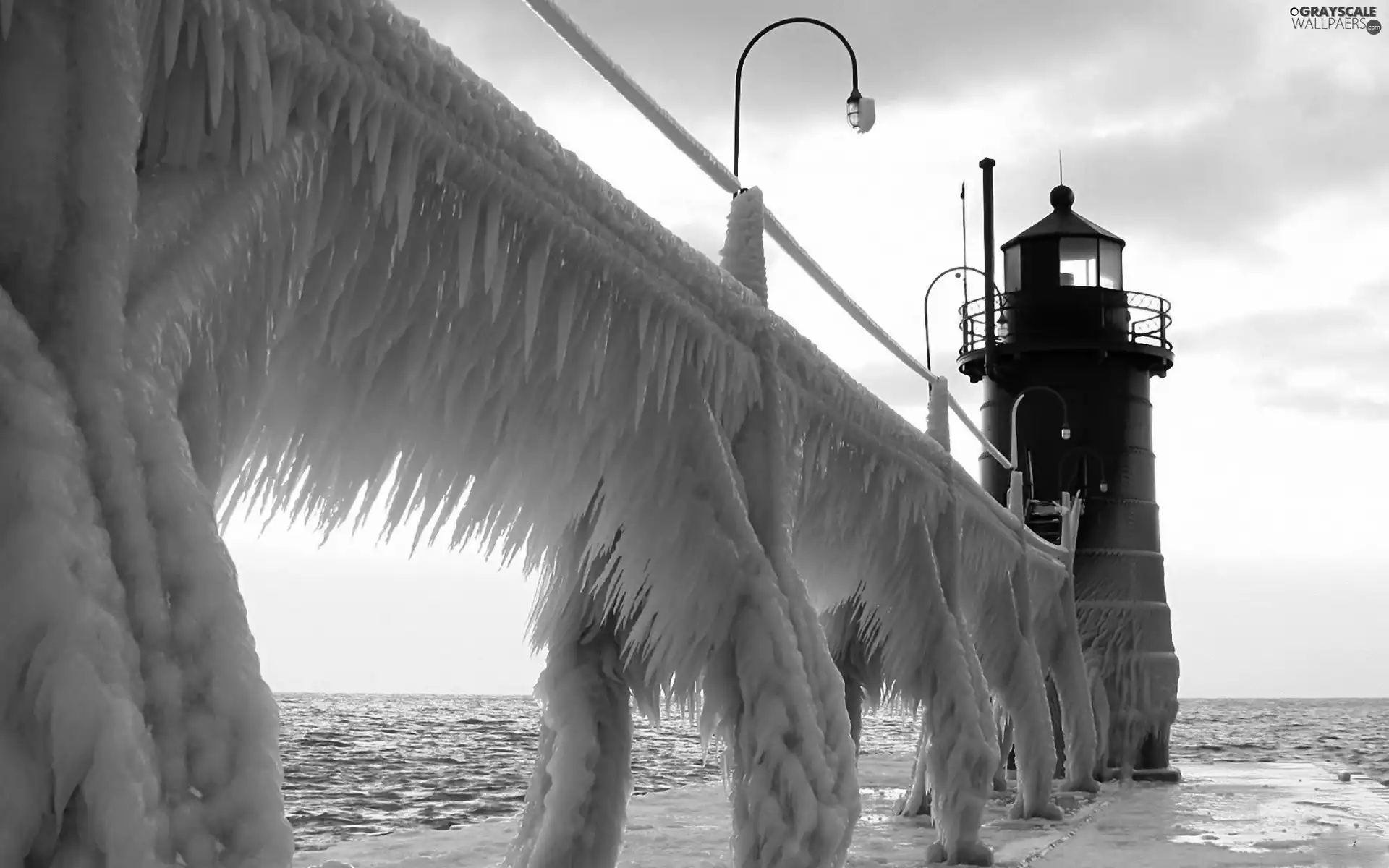 sea, winter, Lighthouses