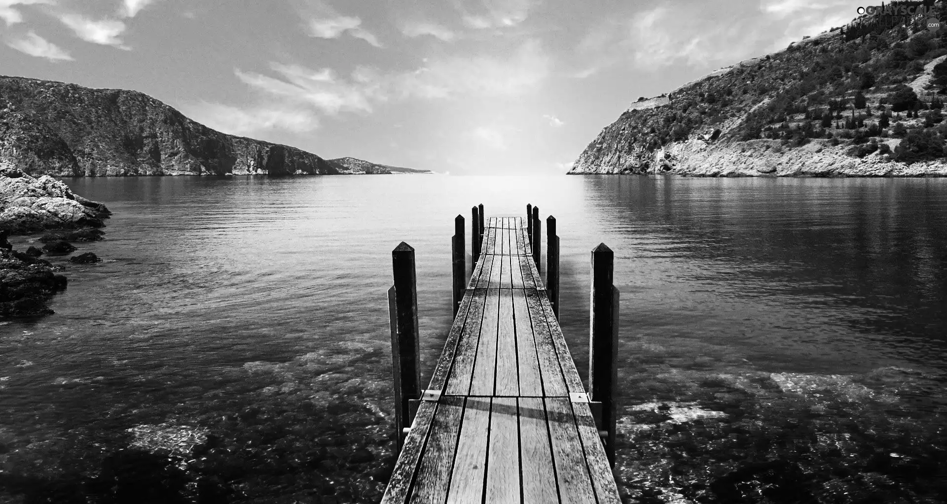 sea, Platform, Mountains