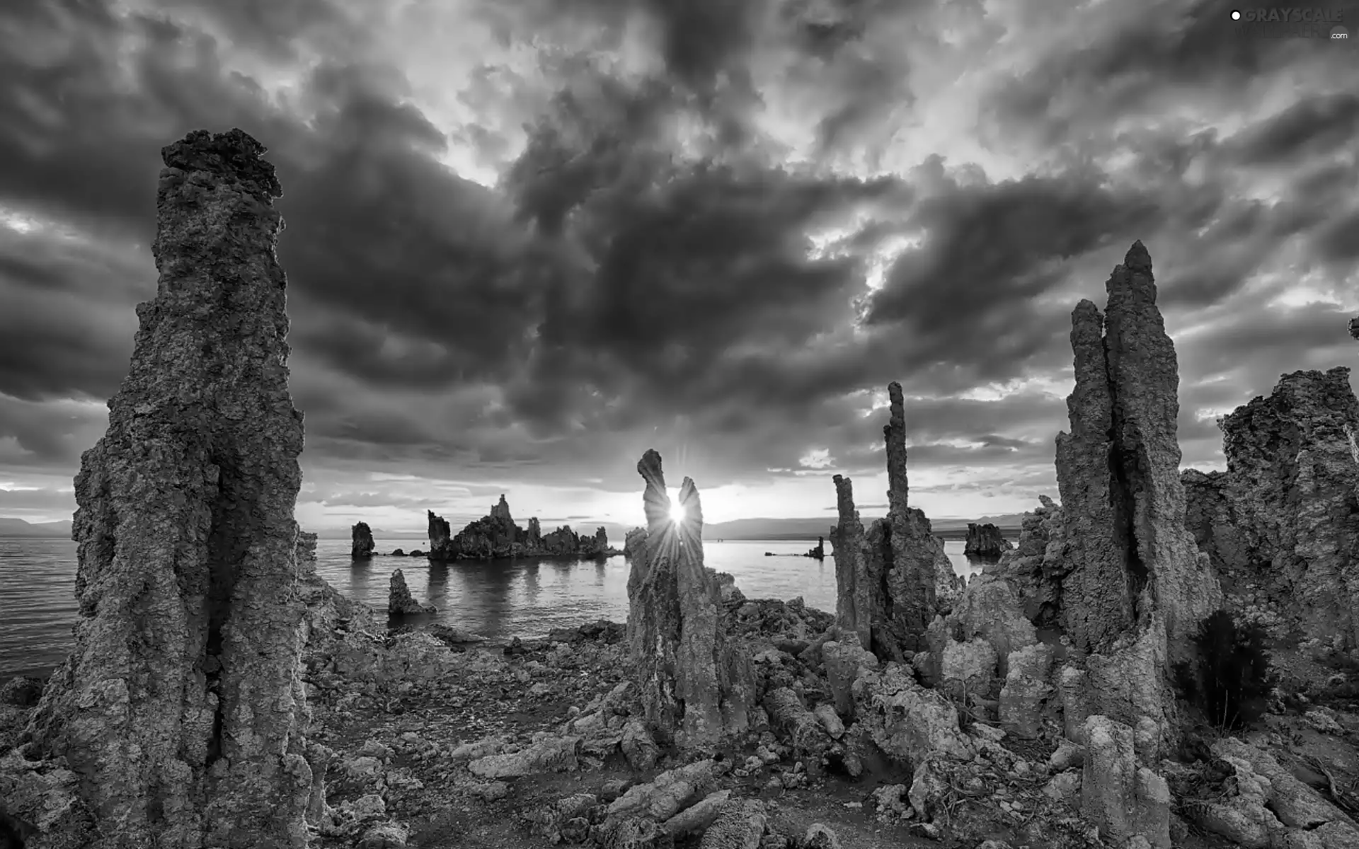 sea, Sunrise, rocks