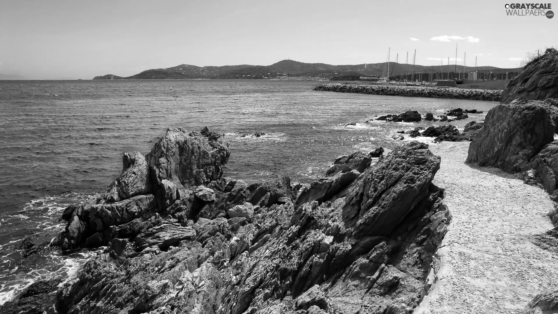 rocks, sea