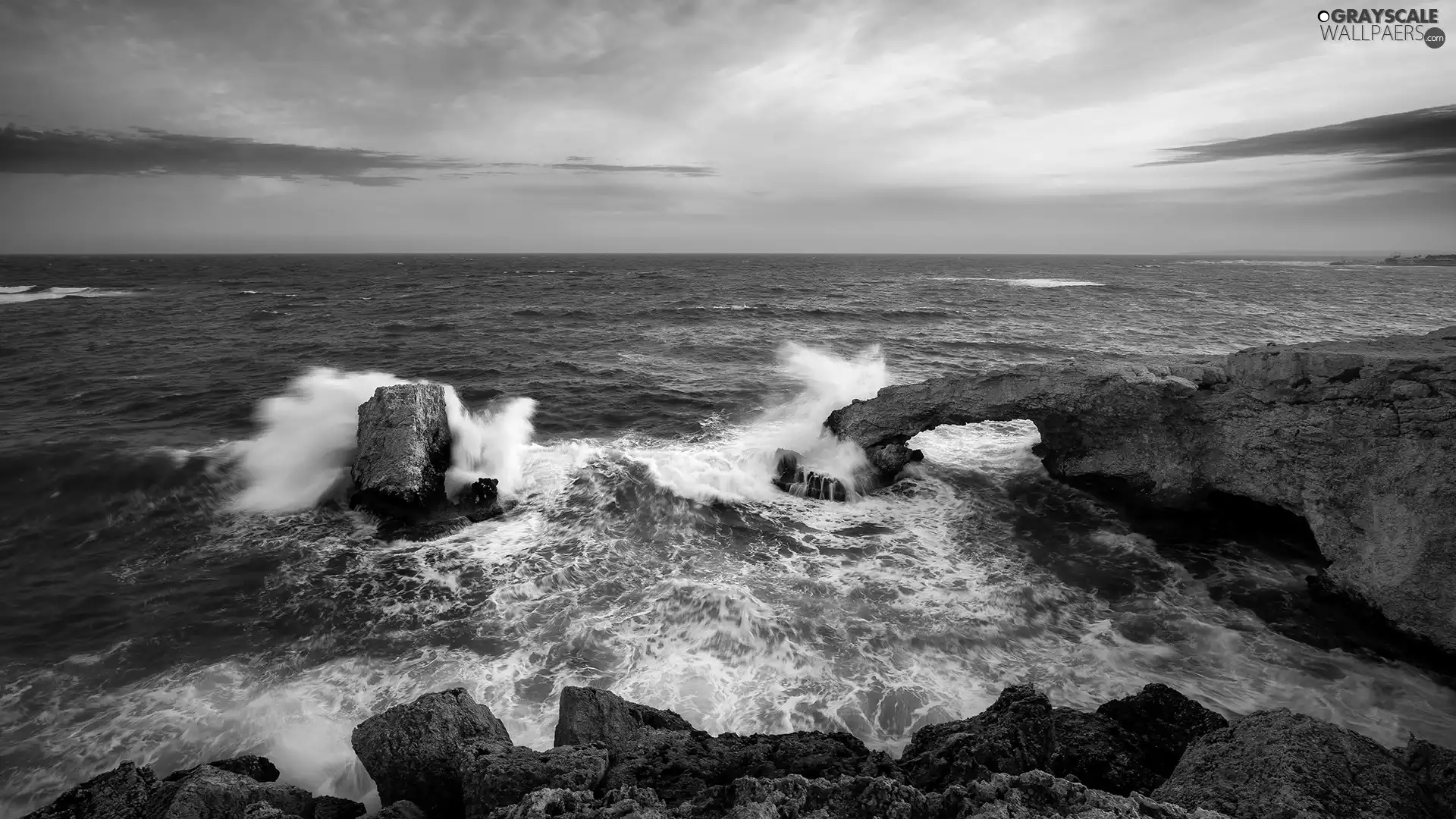Waves, rocks, Sunrise, sea
