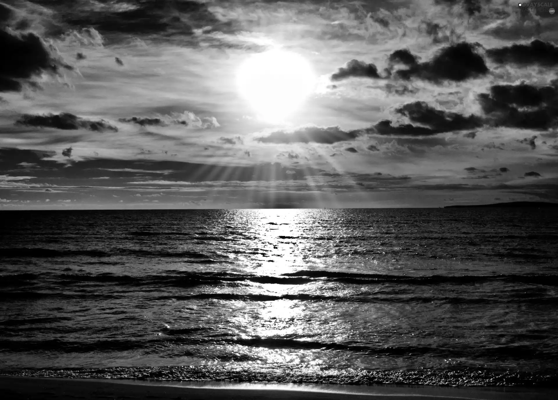 west, rays, sea, sun
