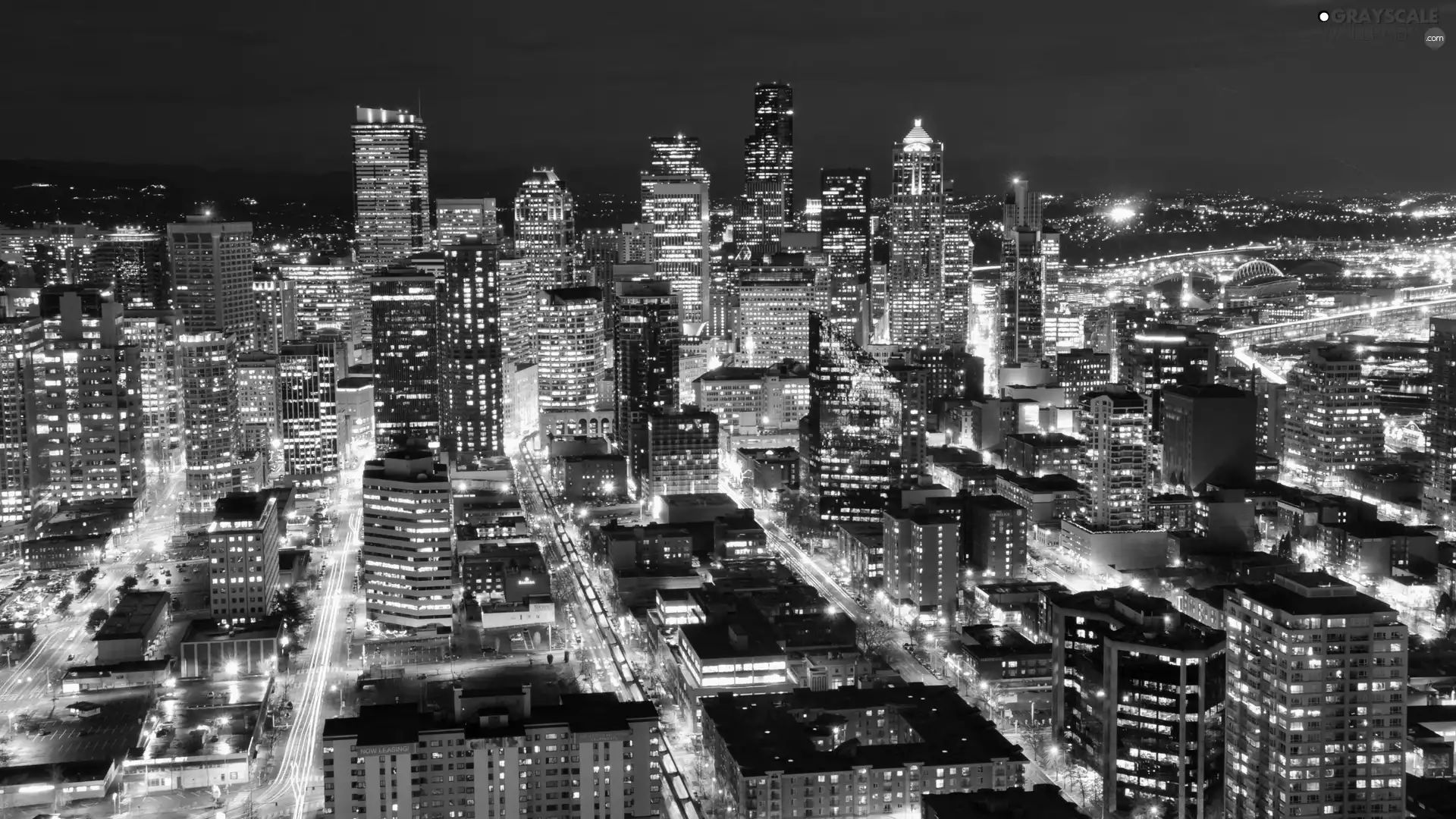 Washington, Seattle, buildings, Town, skyscrapers, state, USA, Night