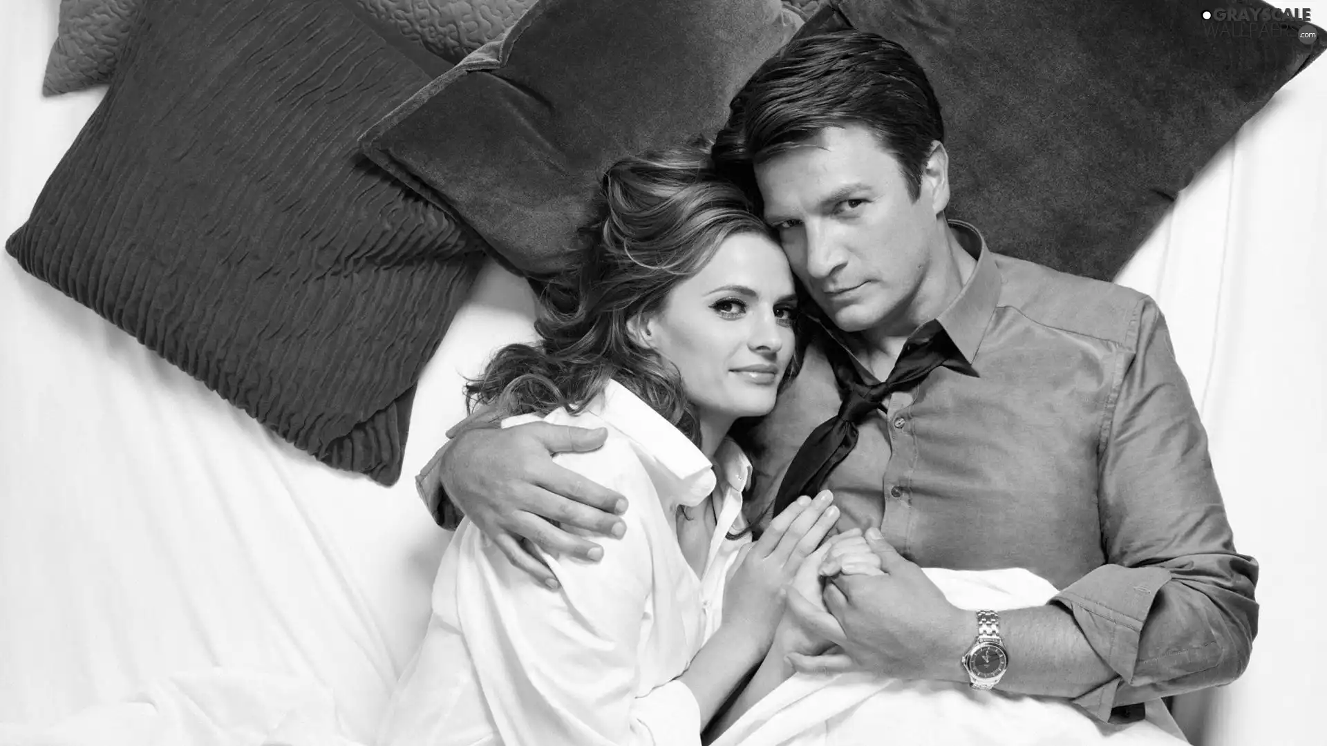 actress, Castle, actor, series, The main characters, Stana Katic, Nathan Fillion