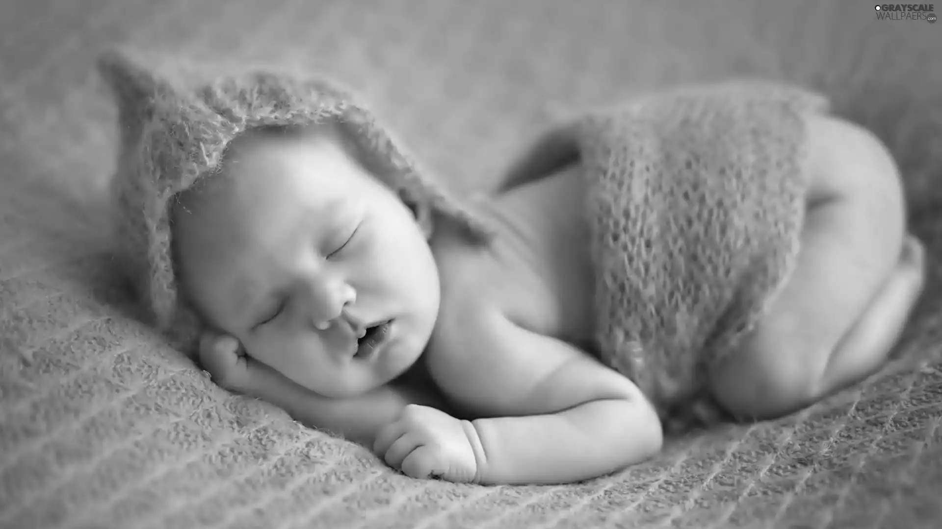 Sleeping, Hat, shawl, Kid