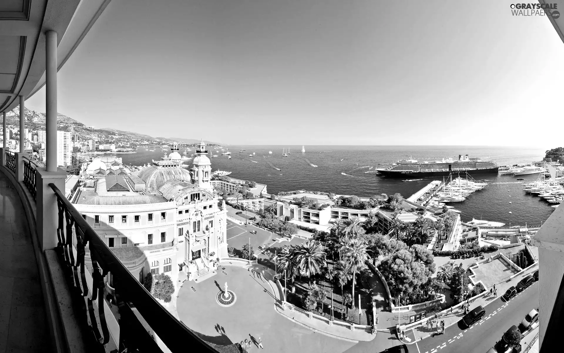 Town, buildings, Ship, port