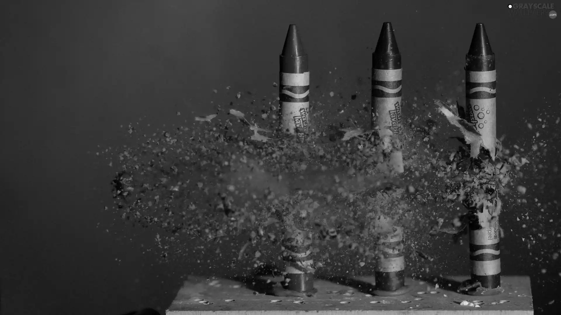 crayons, shot