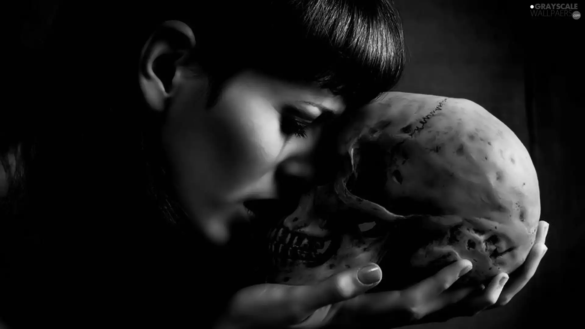 skull, Women, hands