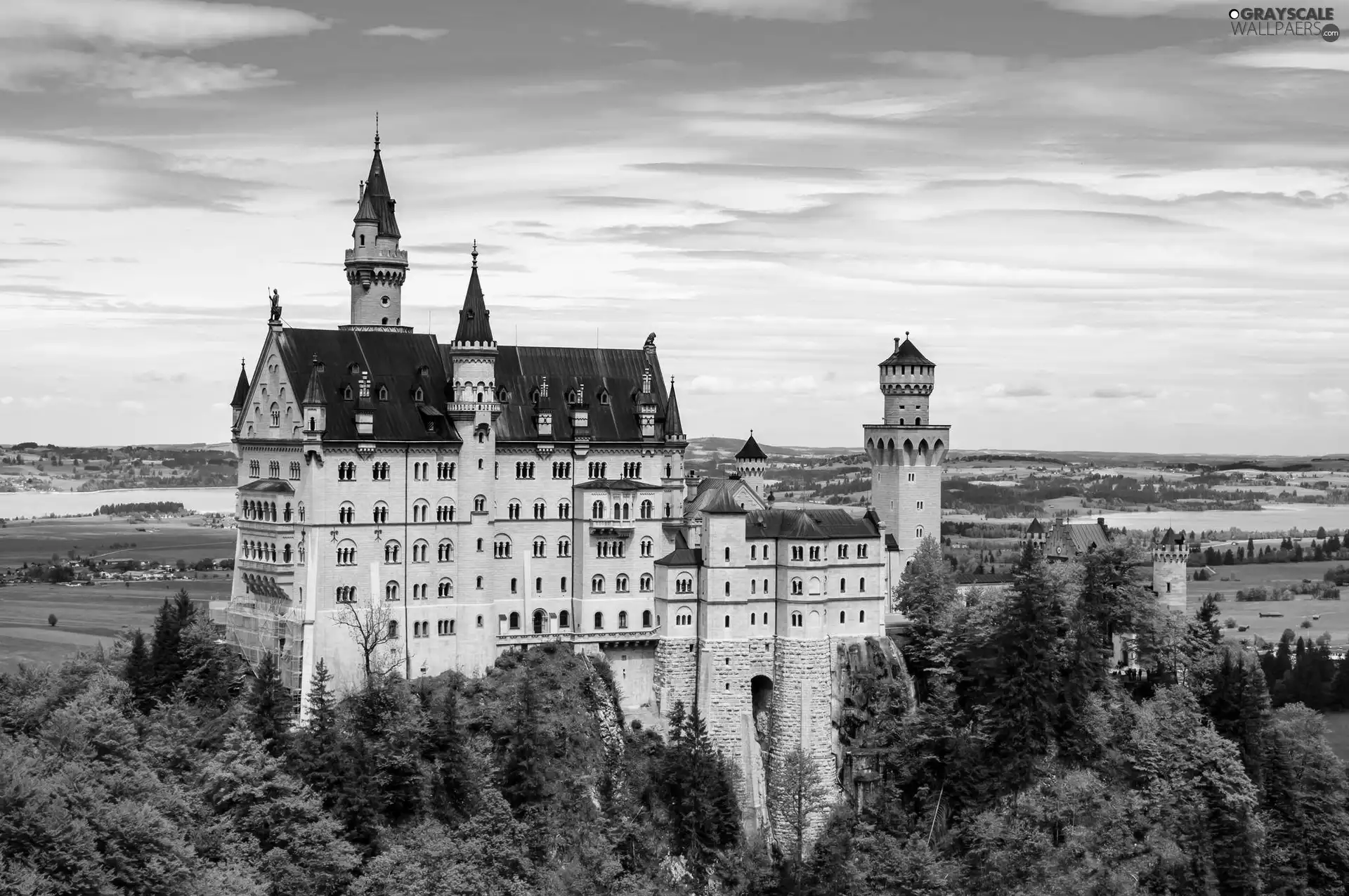 Castle, Hill, Sky, Neuschwanstein