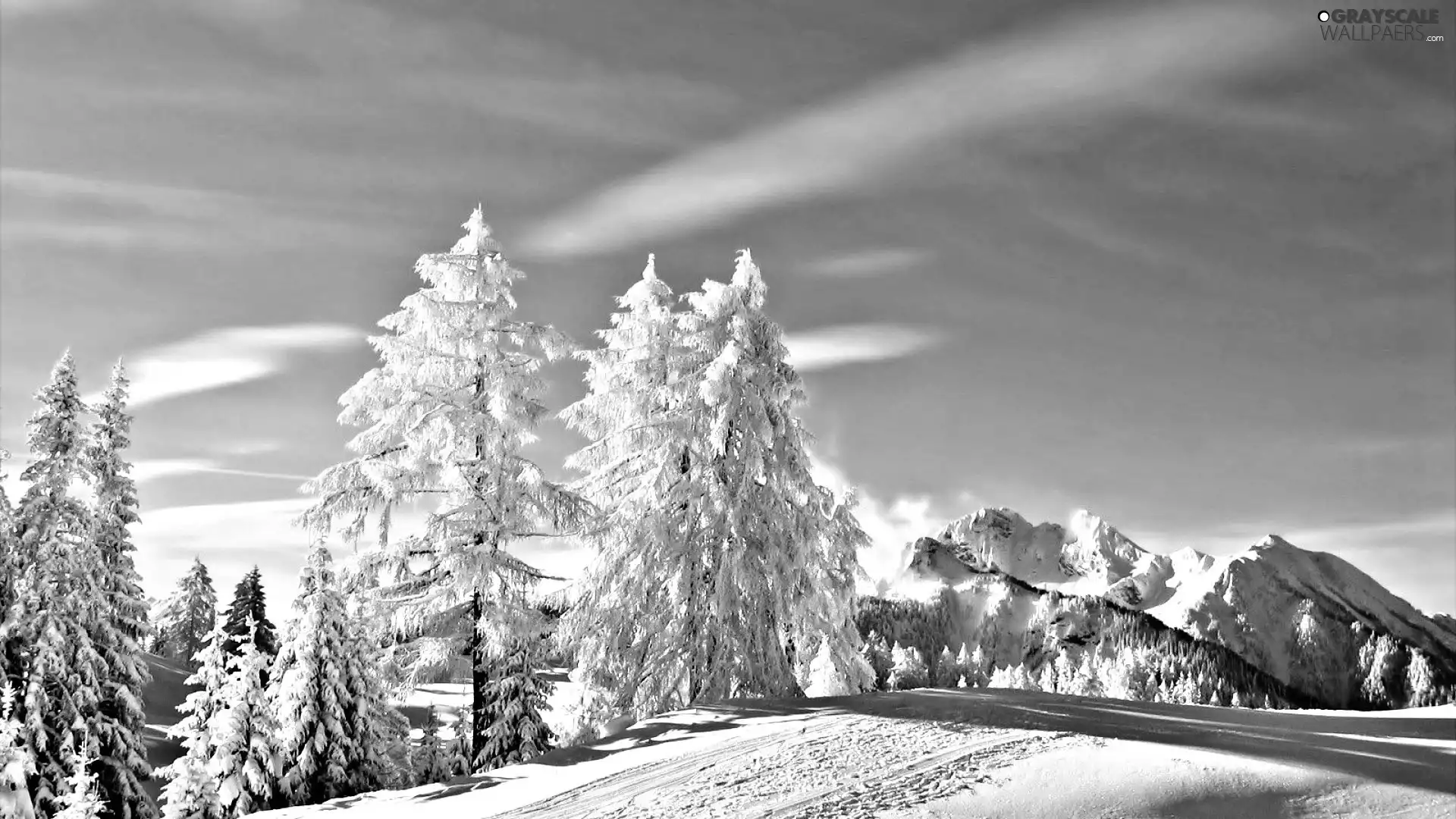 Christmas, Mountains, Sky, winter