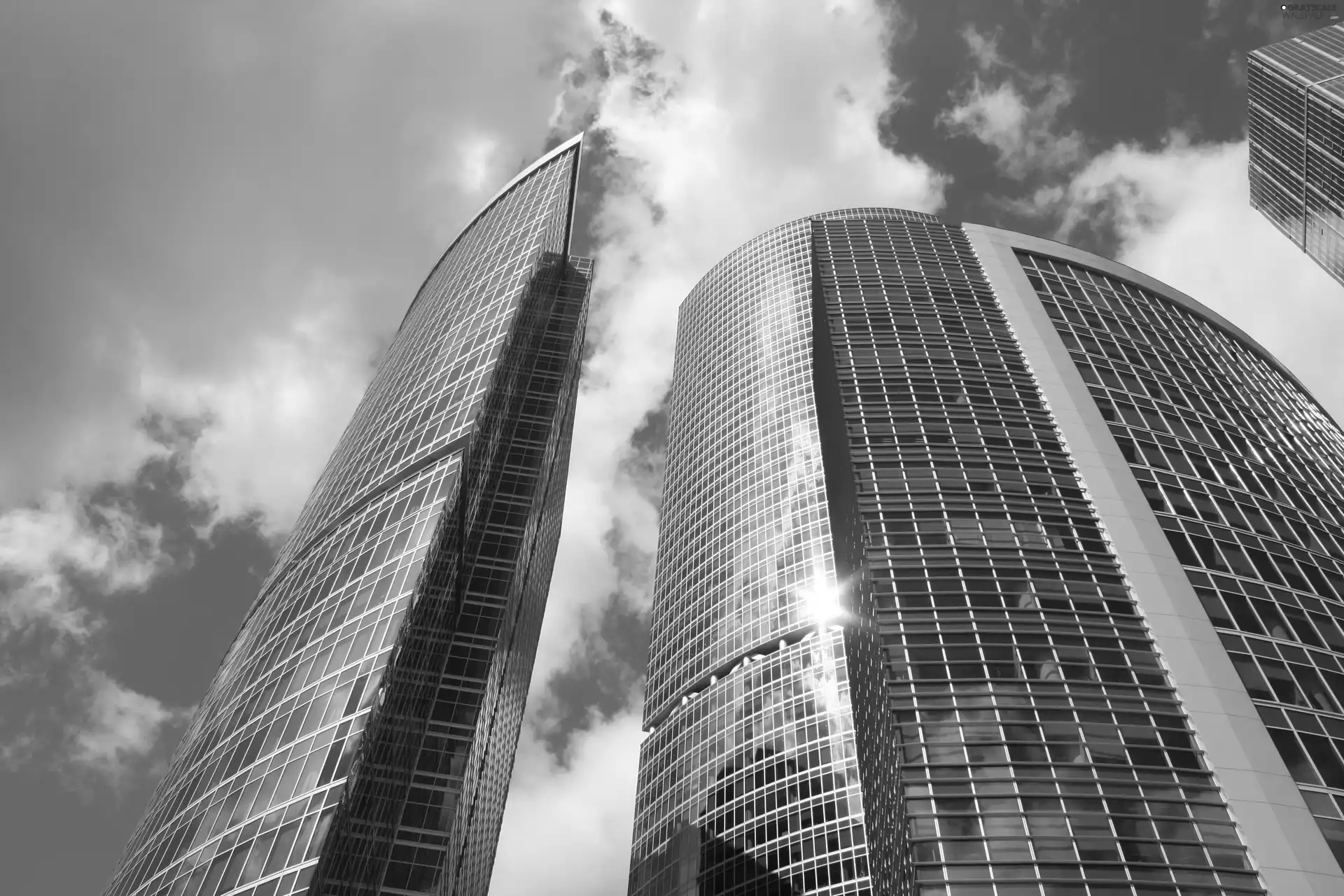 skyscrapers, Russia, Sky, clouds, skyscrapers, Moscow
