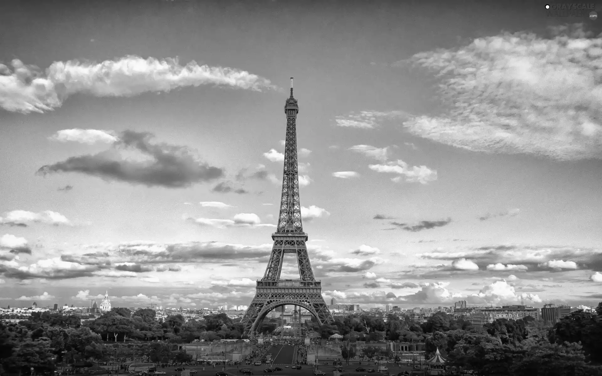 Paris, Sky, clouds, Eiffla Tower