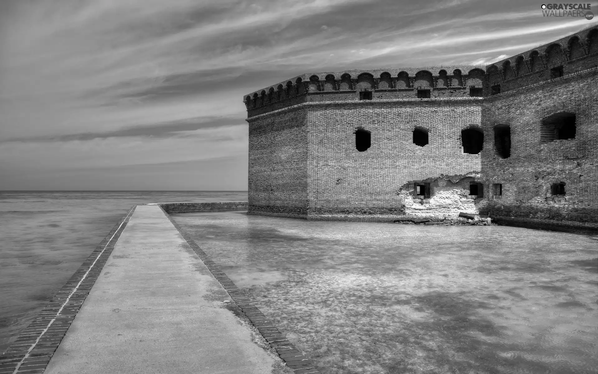 damaged, water, Sky, Castle