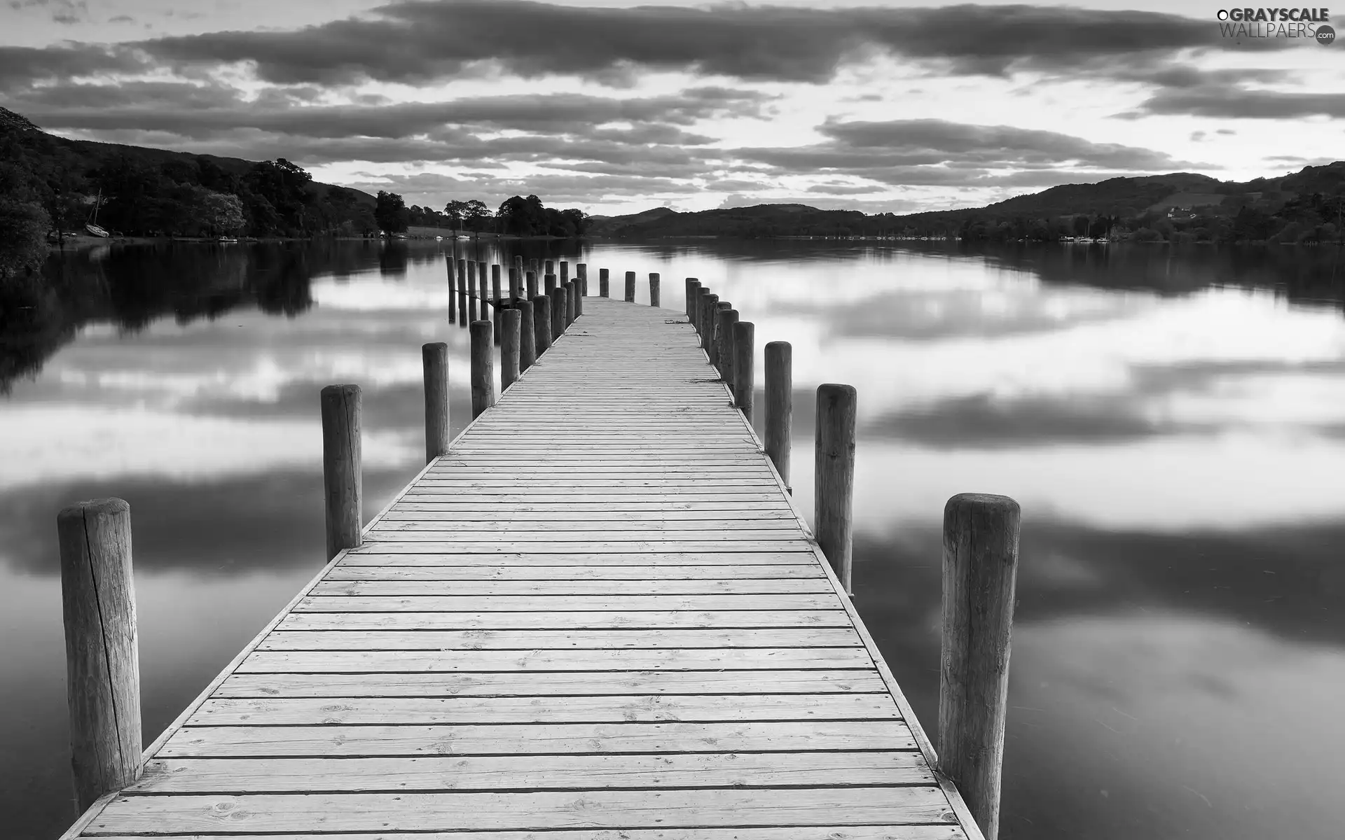 Sky, pier, lake