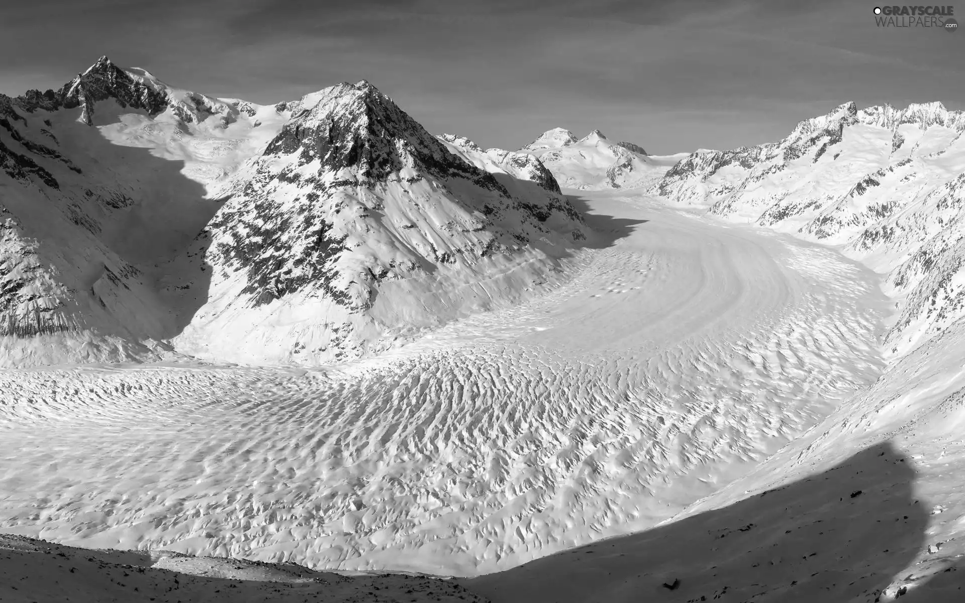 Mountains, blue, Sky, snow