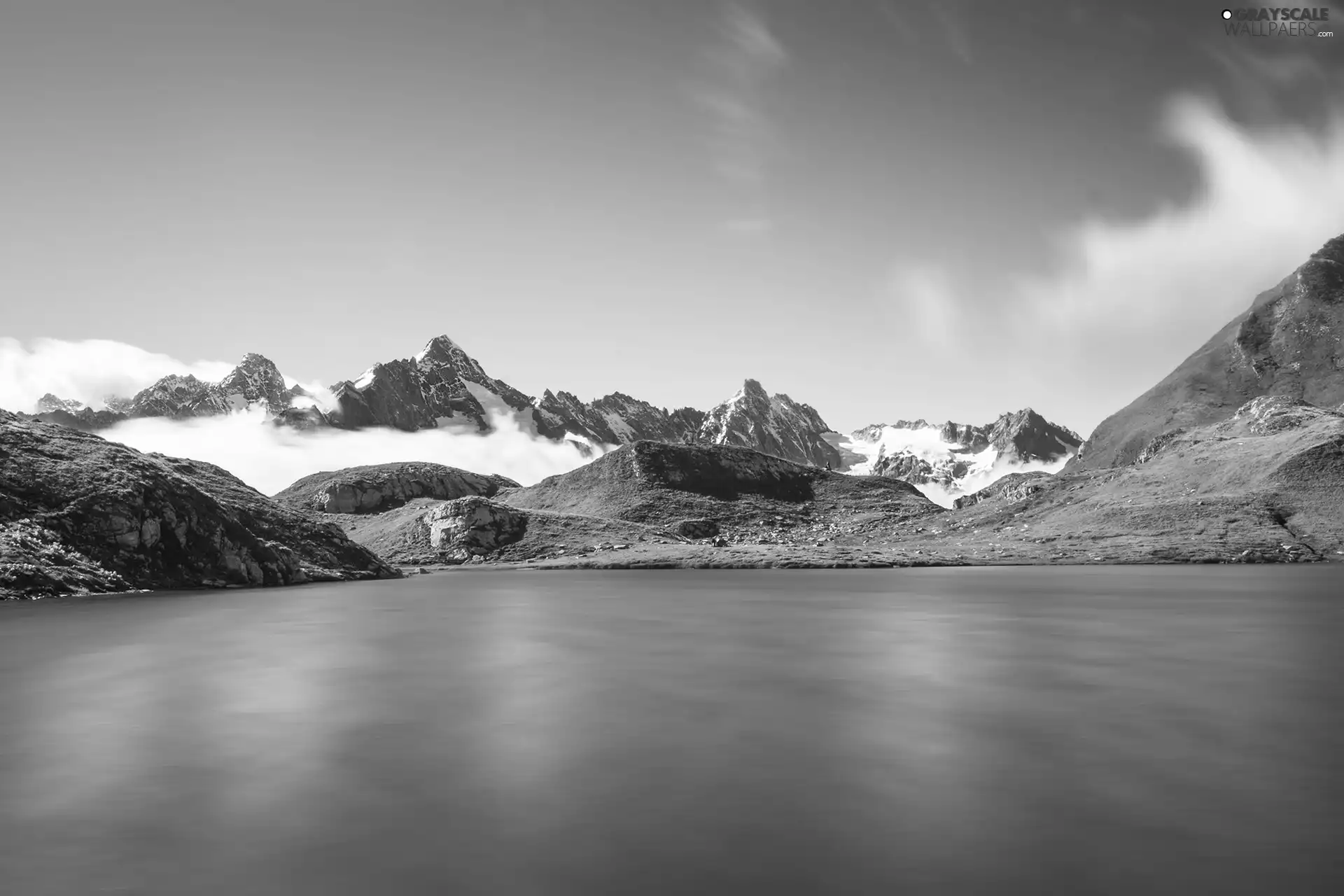 Sky, lake, Mountains