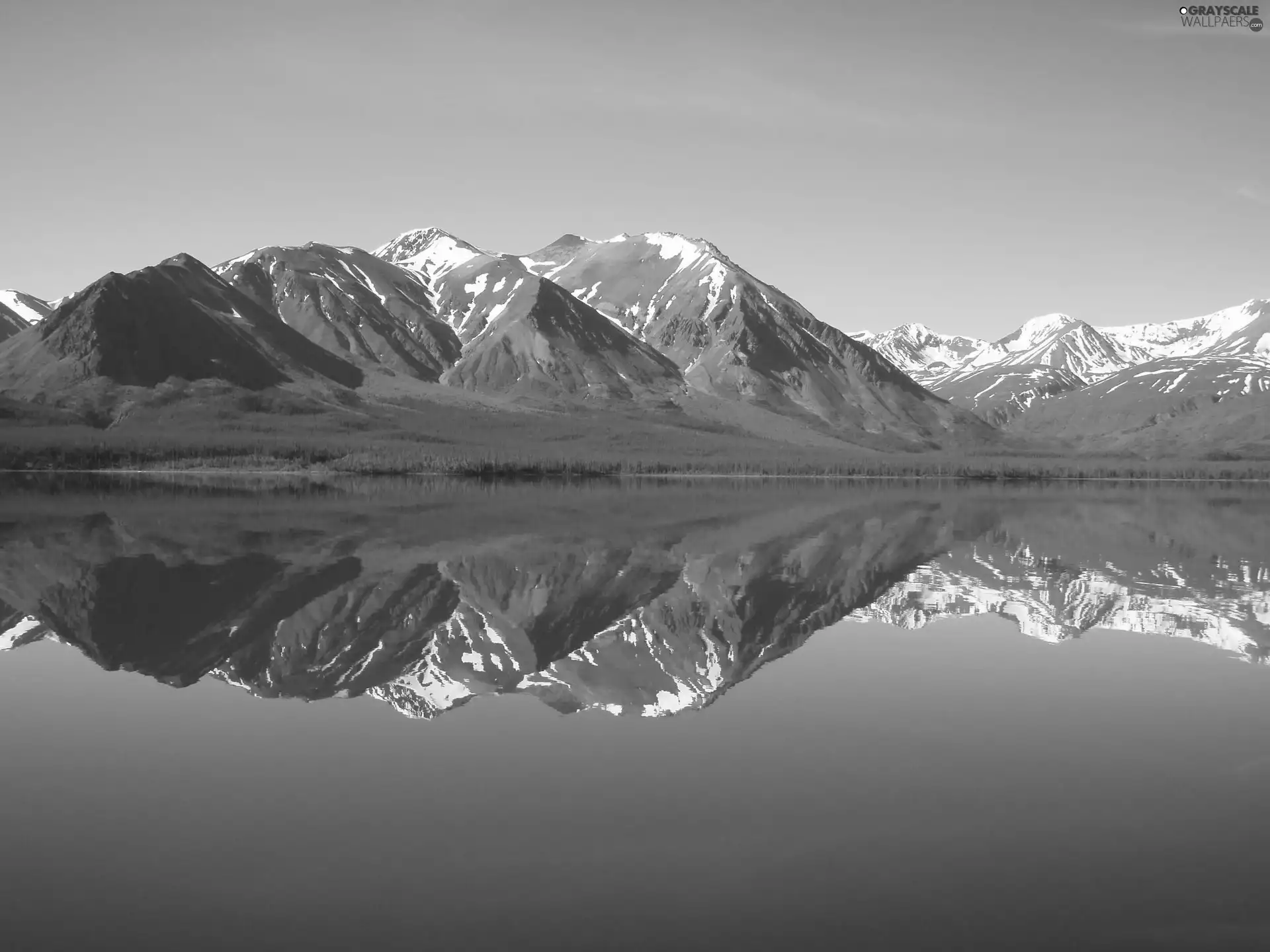 Mountains, reflection, sky, lake
