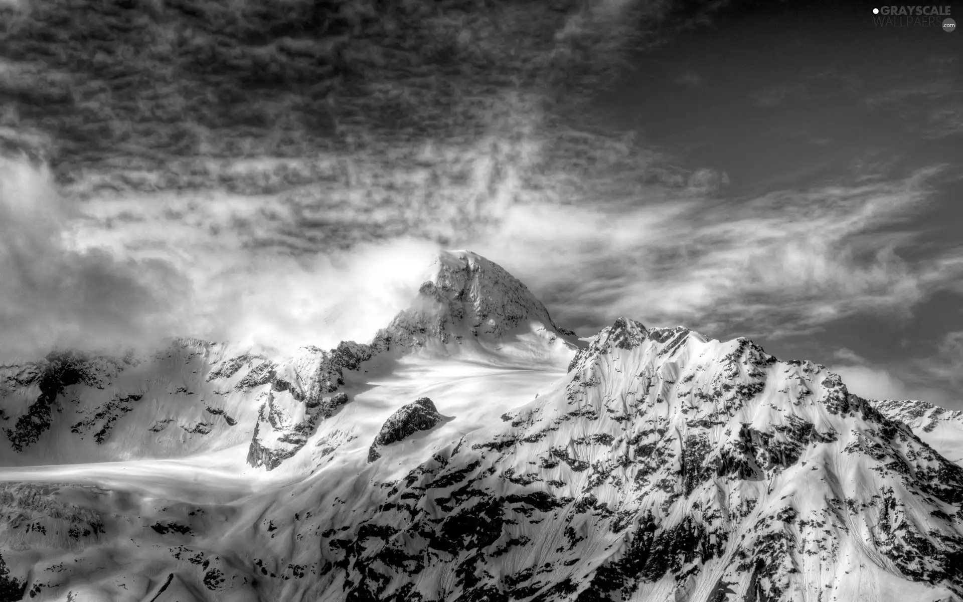 Sky, winter, Mountains