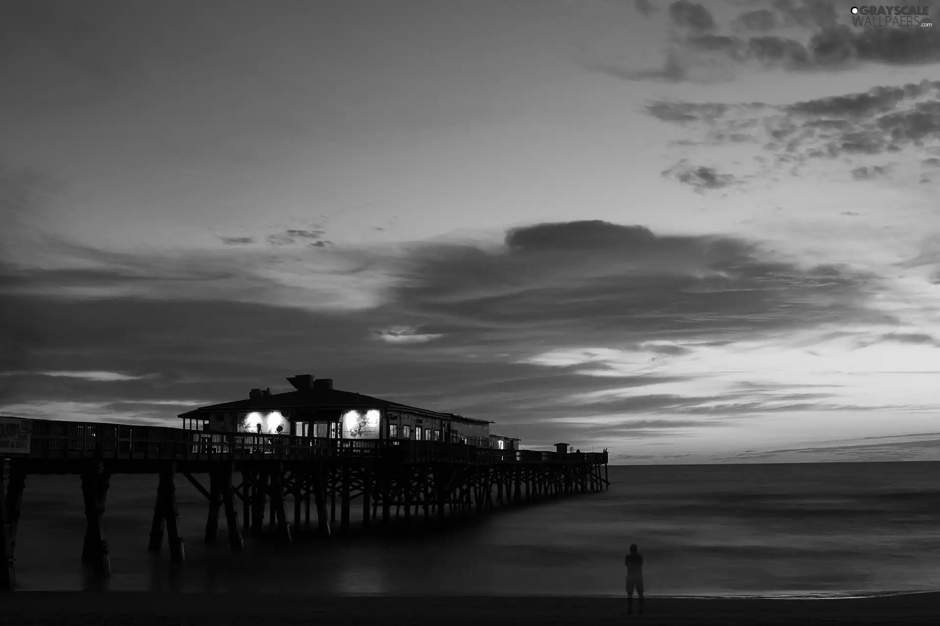 pier, sea, Sky, Restaurant