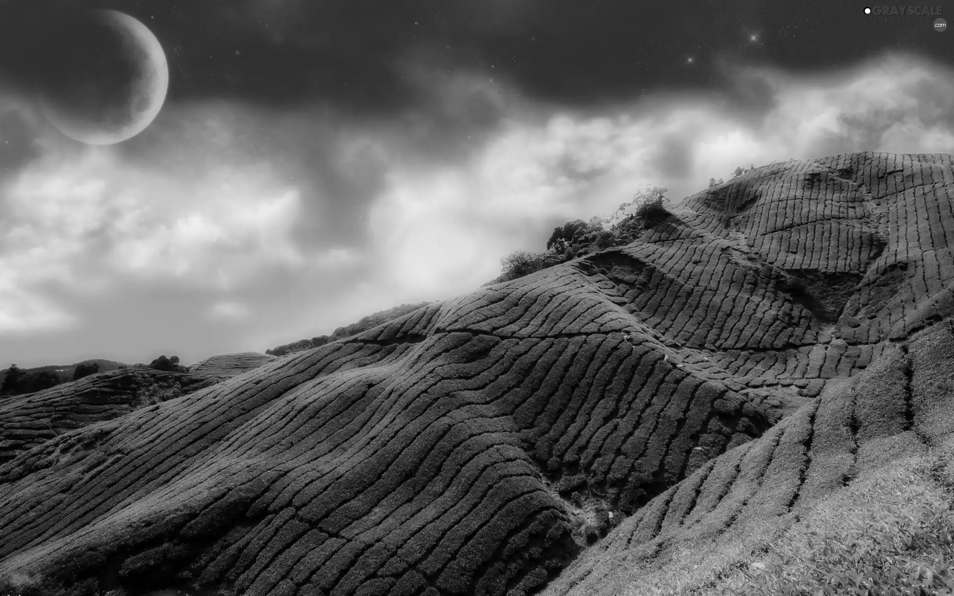 Sky, Planet, Mountains, cloudy, slope