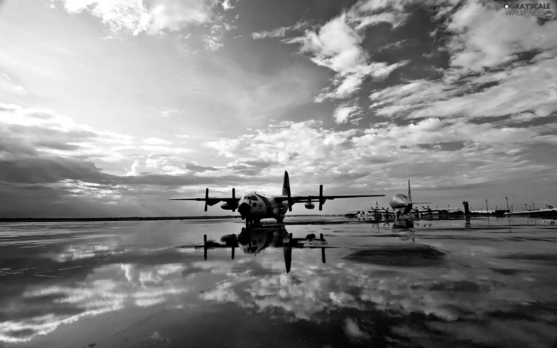 Airports, WET, Sky, reflection, Planes, CD